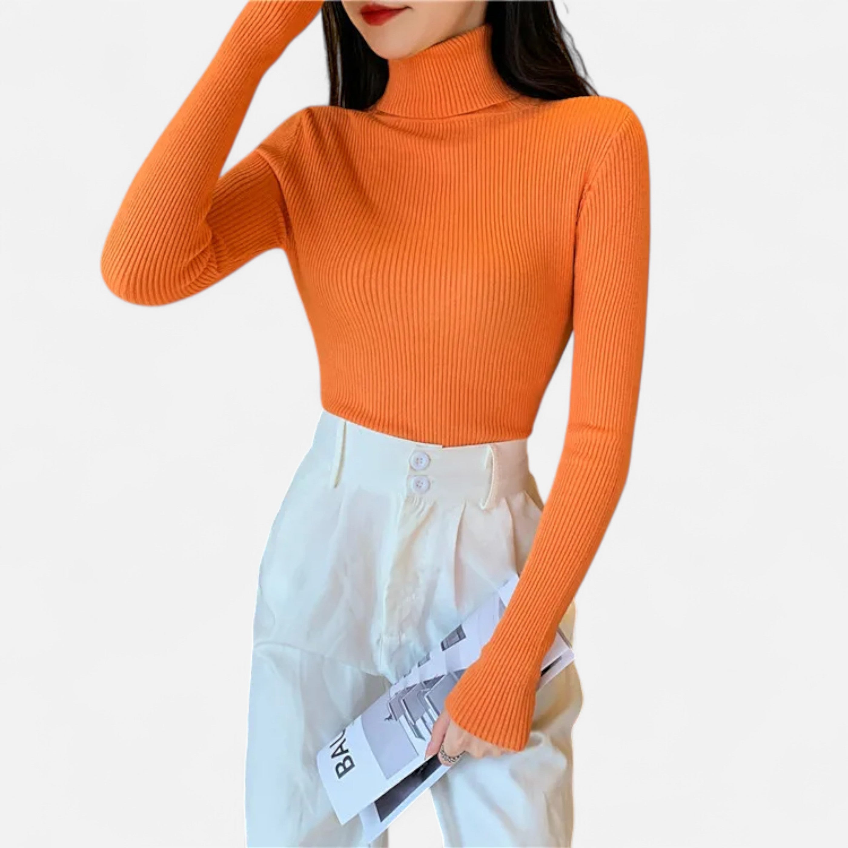 Old Ancien | Women’s Ribbed Turtleneck – Foldover Winter Elegance