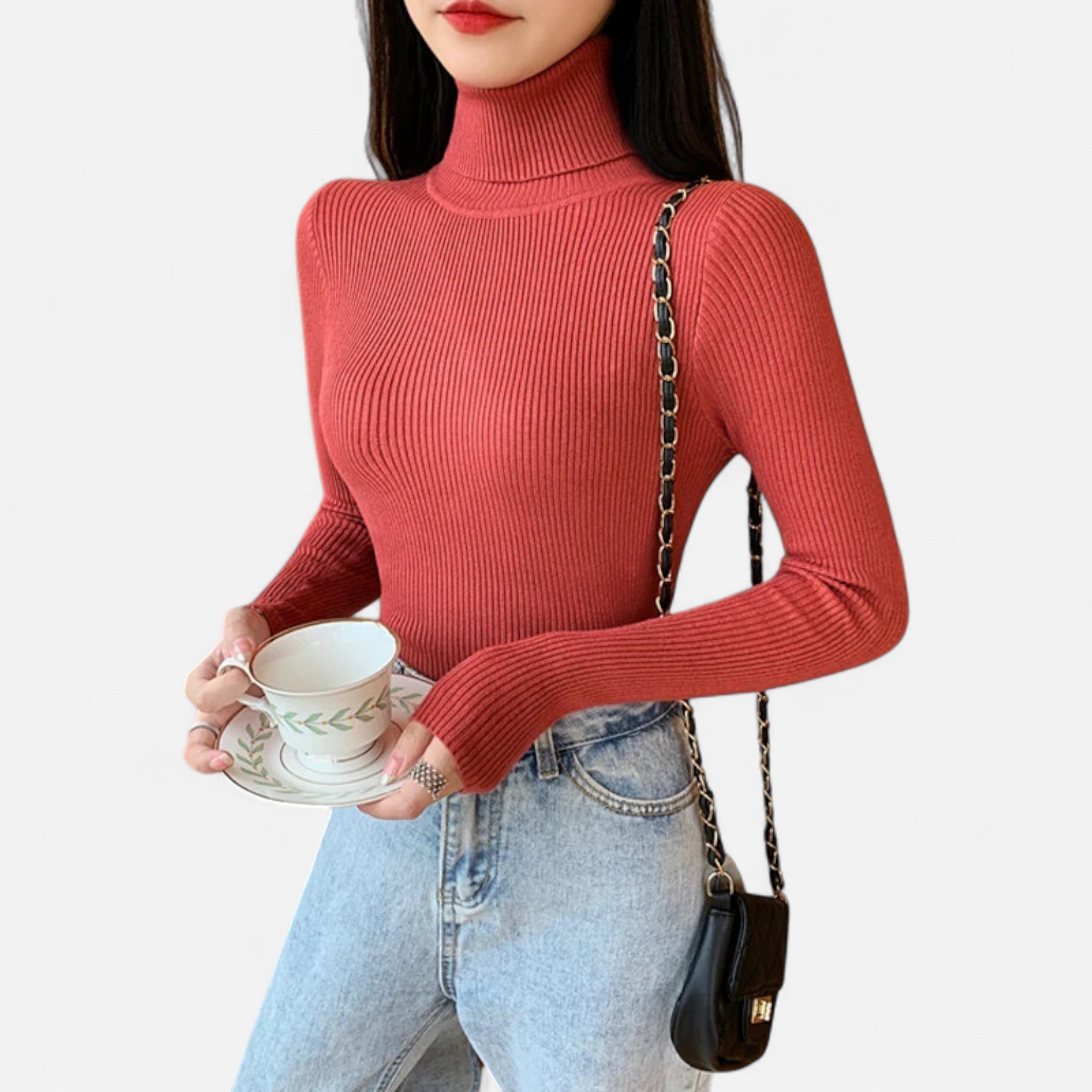 Old Ancien | Women’s Ribbed Turtleneck – Foldover Winter Elegance