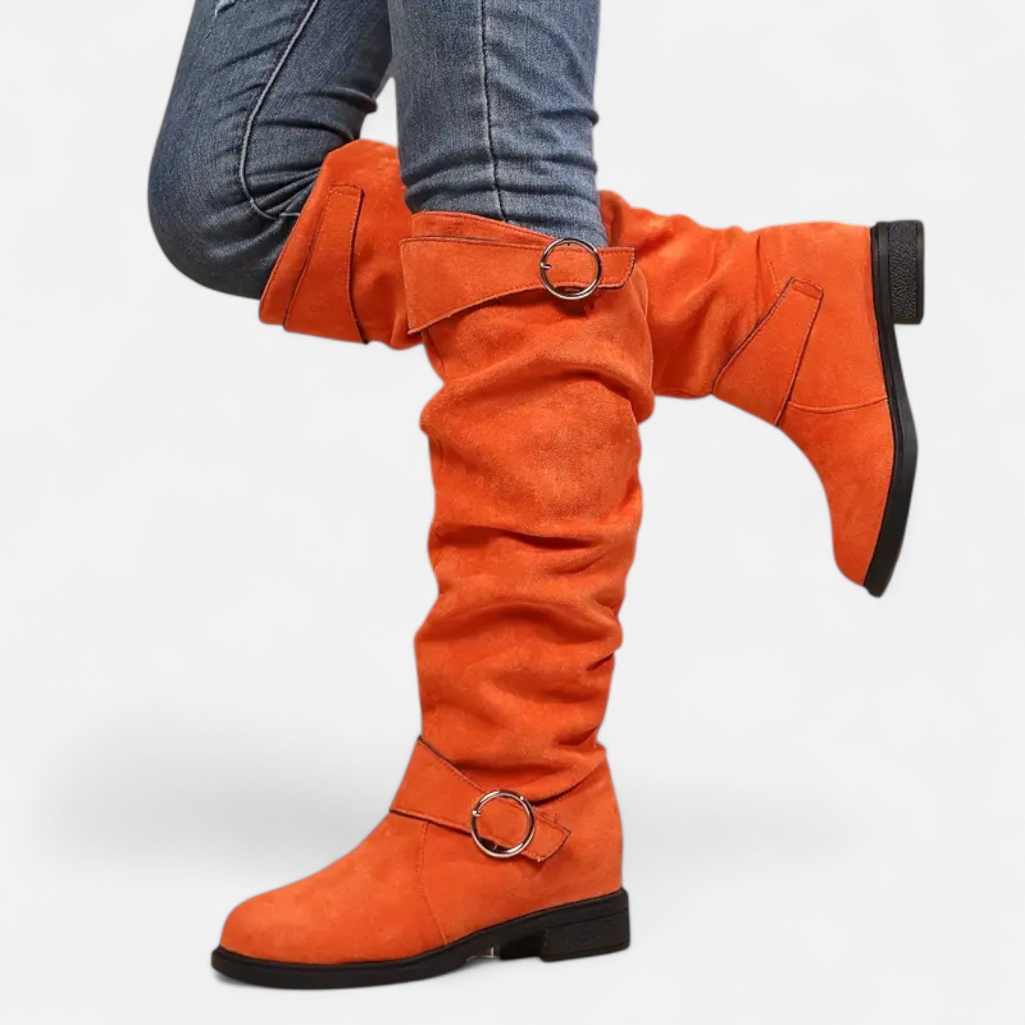 Old Ancien | Women’s Knee-High Boots – Buckle Belt Elegance