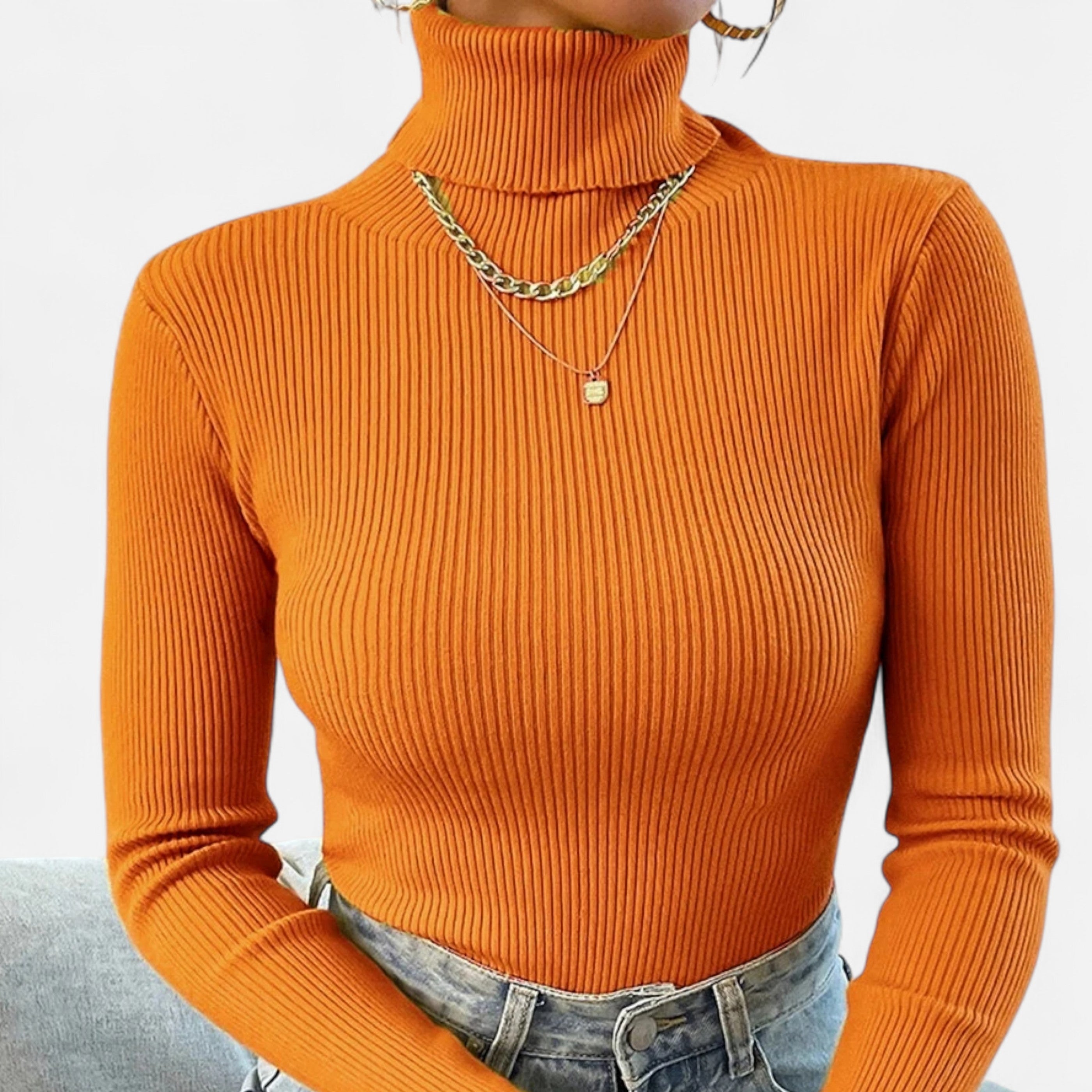 Old Ancien | Women’s Ribbed Turtleneck – Foldover Winter Elegance