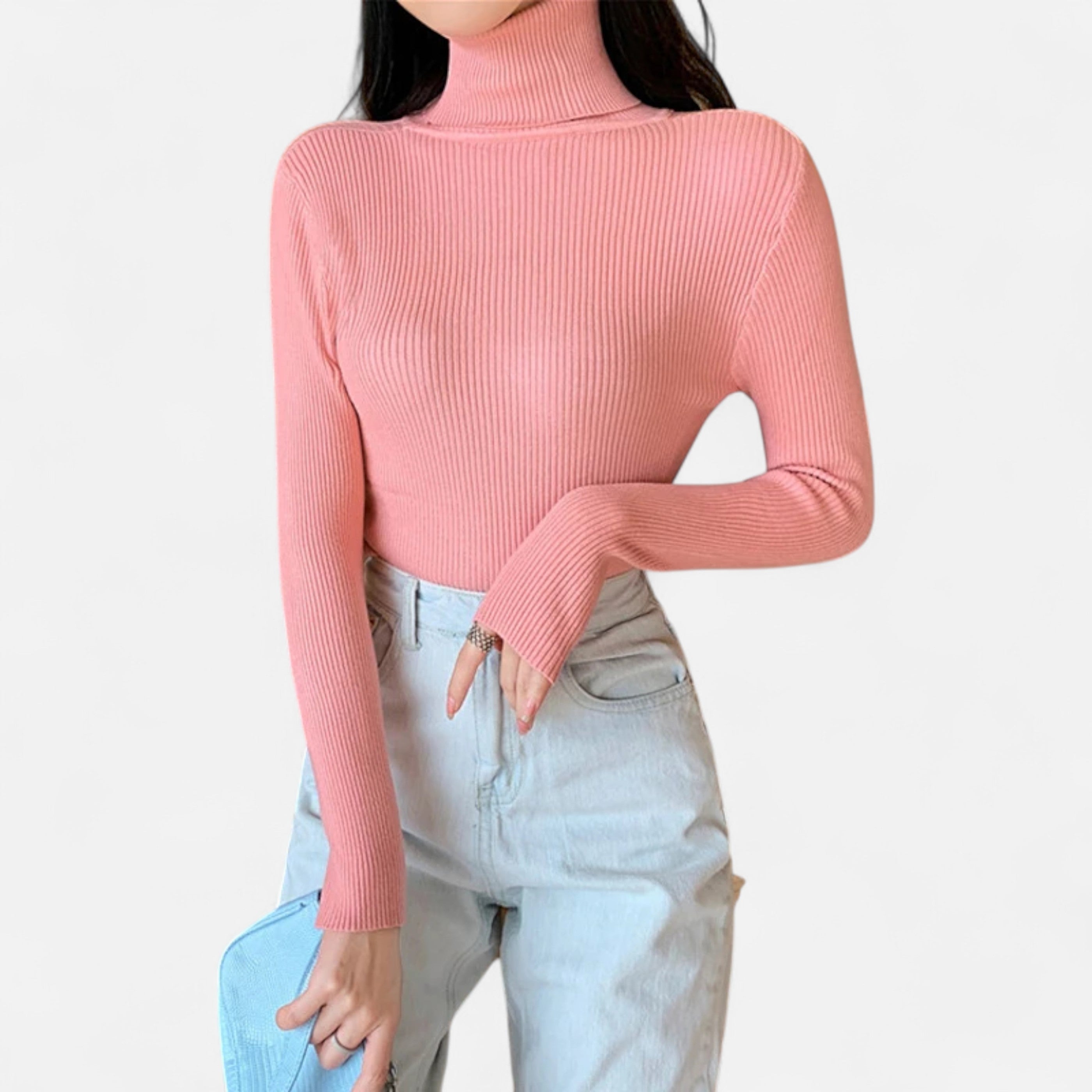 Old Ancien | Women’s Ribbed Turtleneck – Foldover Winter Elegance