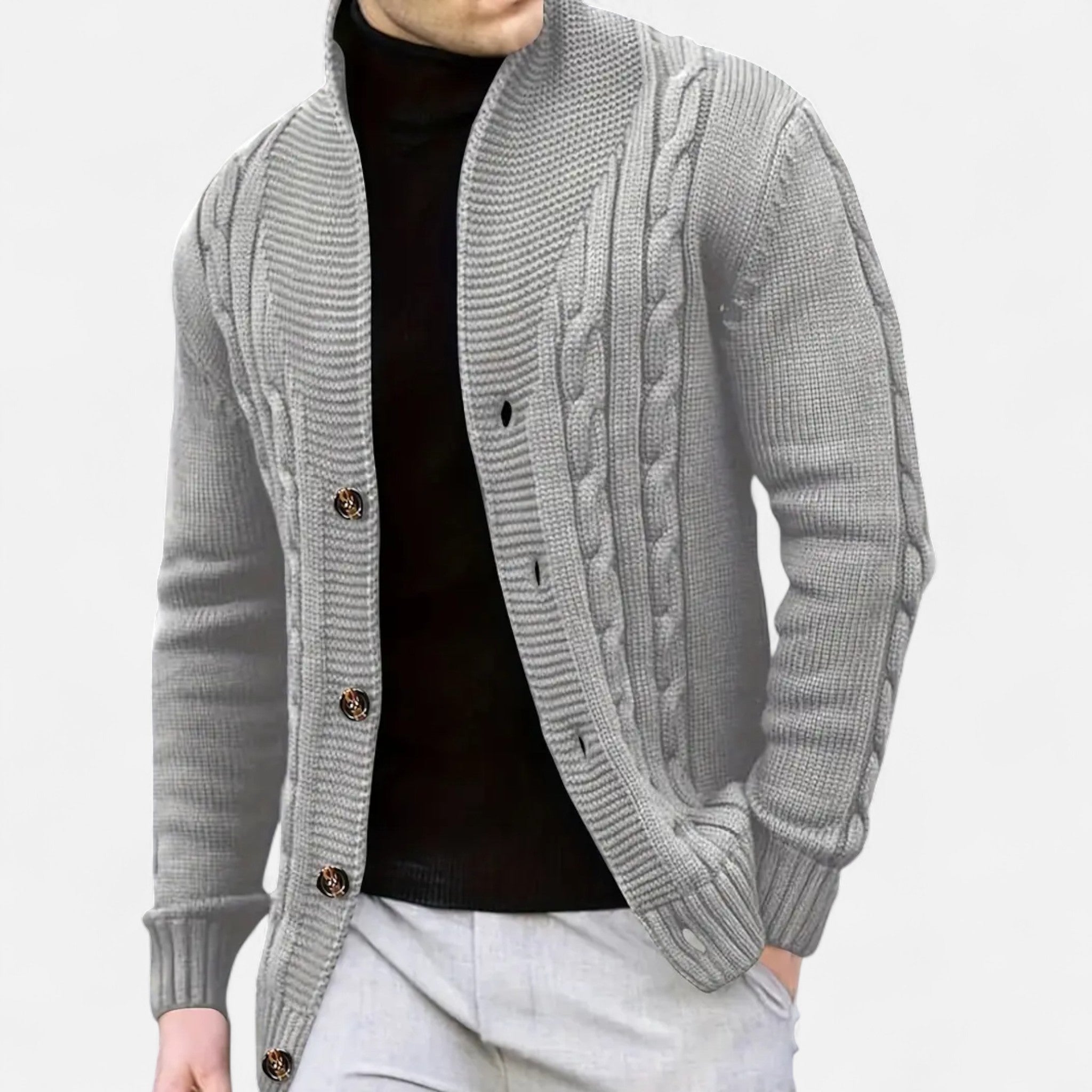 Old ancien | Men’s Rib-Knit Button-Up Cardigan