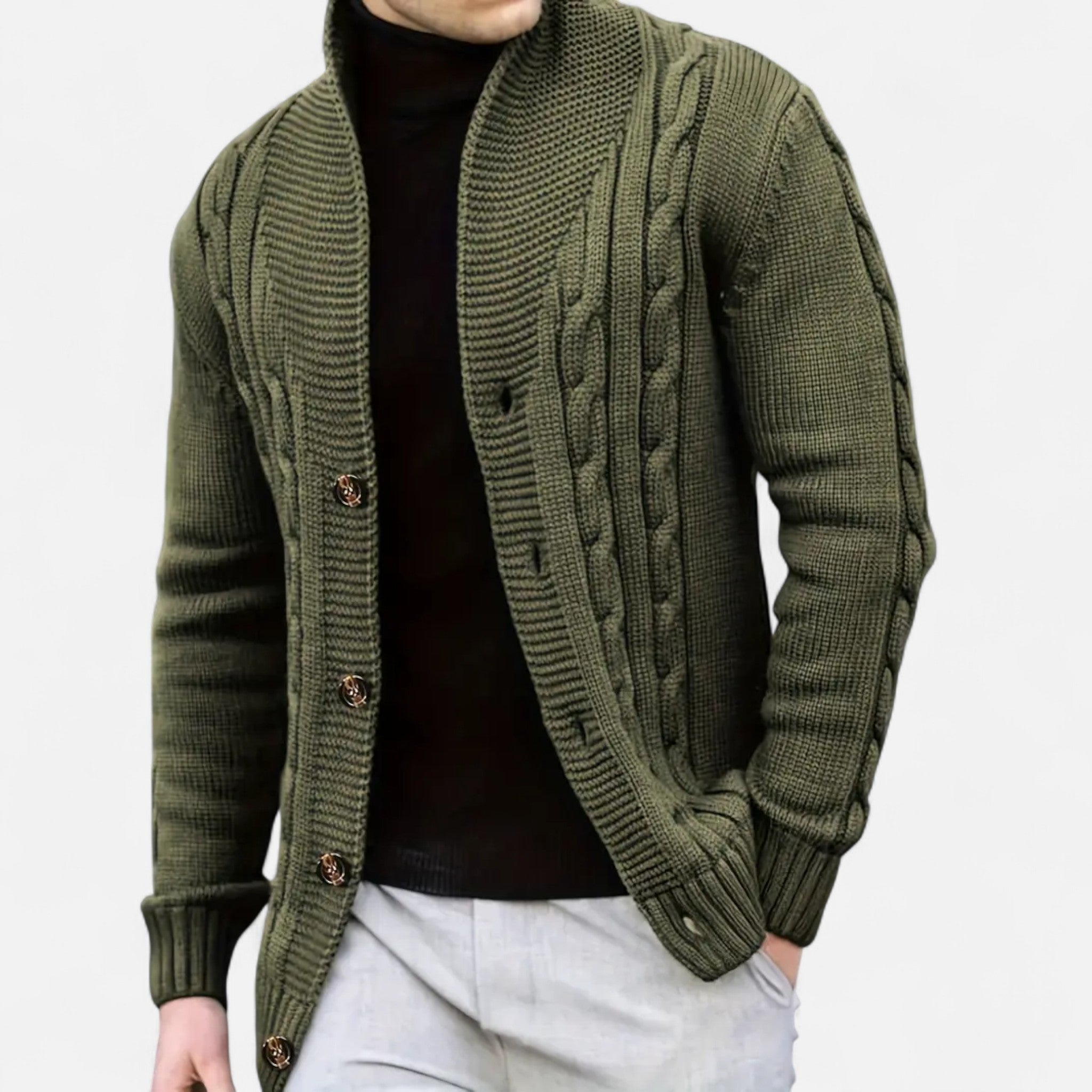 Old ancien | Men’s Rib-Knit Button-Up Cardigan