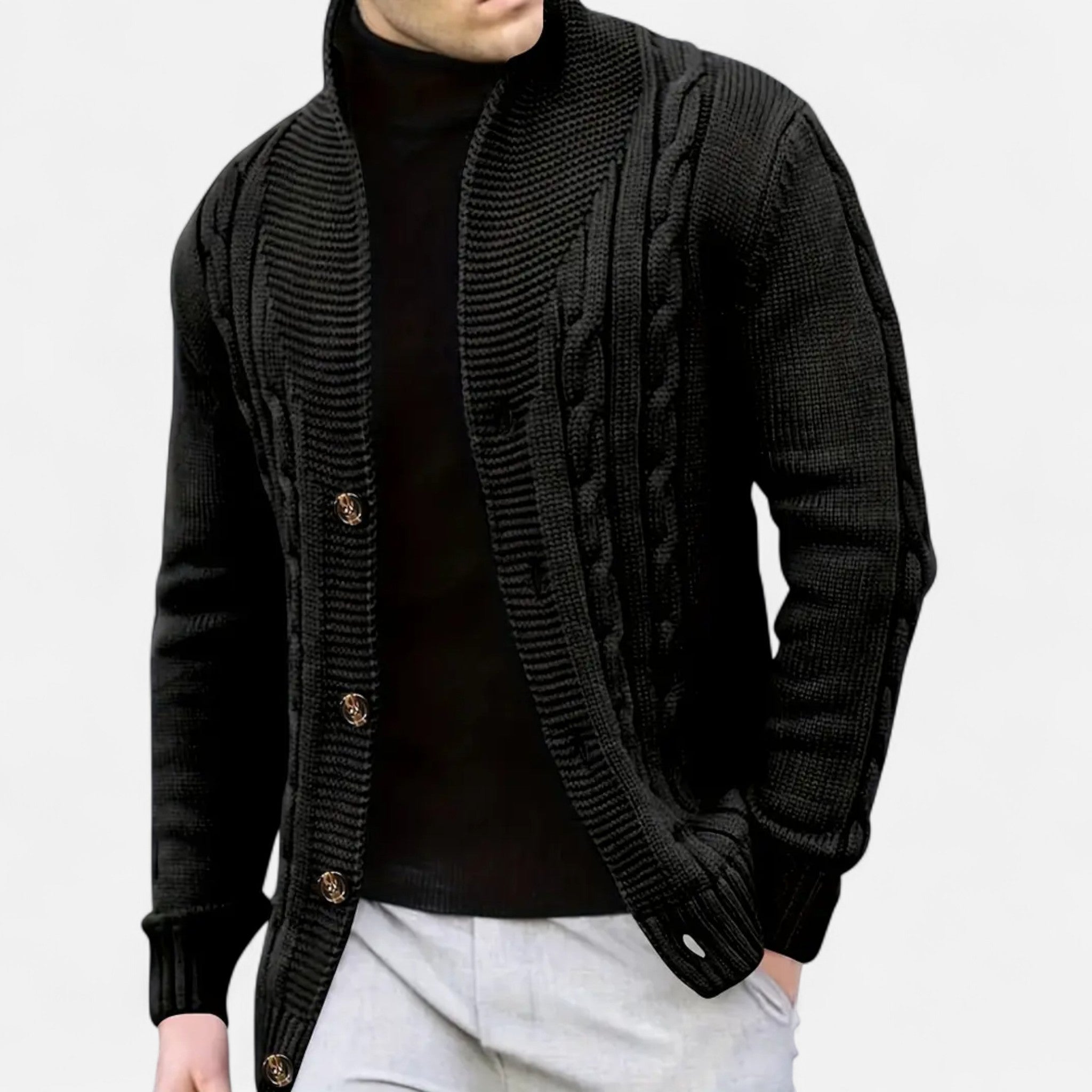 Old ancien | Men’s Rib-Knit Button-Up Cardigan