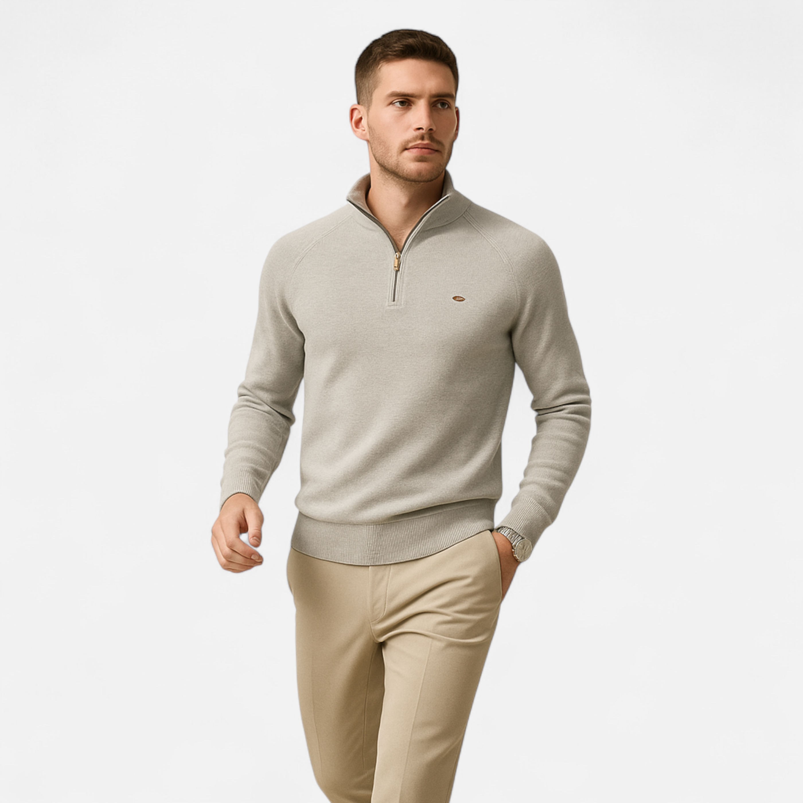 Old Ancien | Men’s Cotton Zip Sweater – Refined Knitwear for the Season