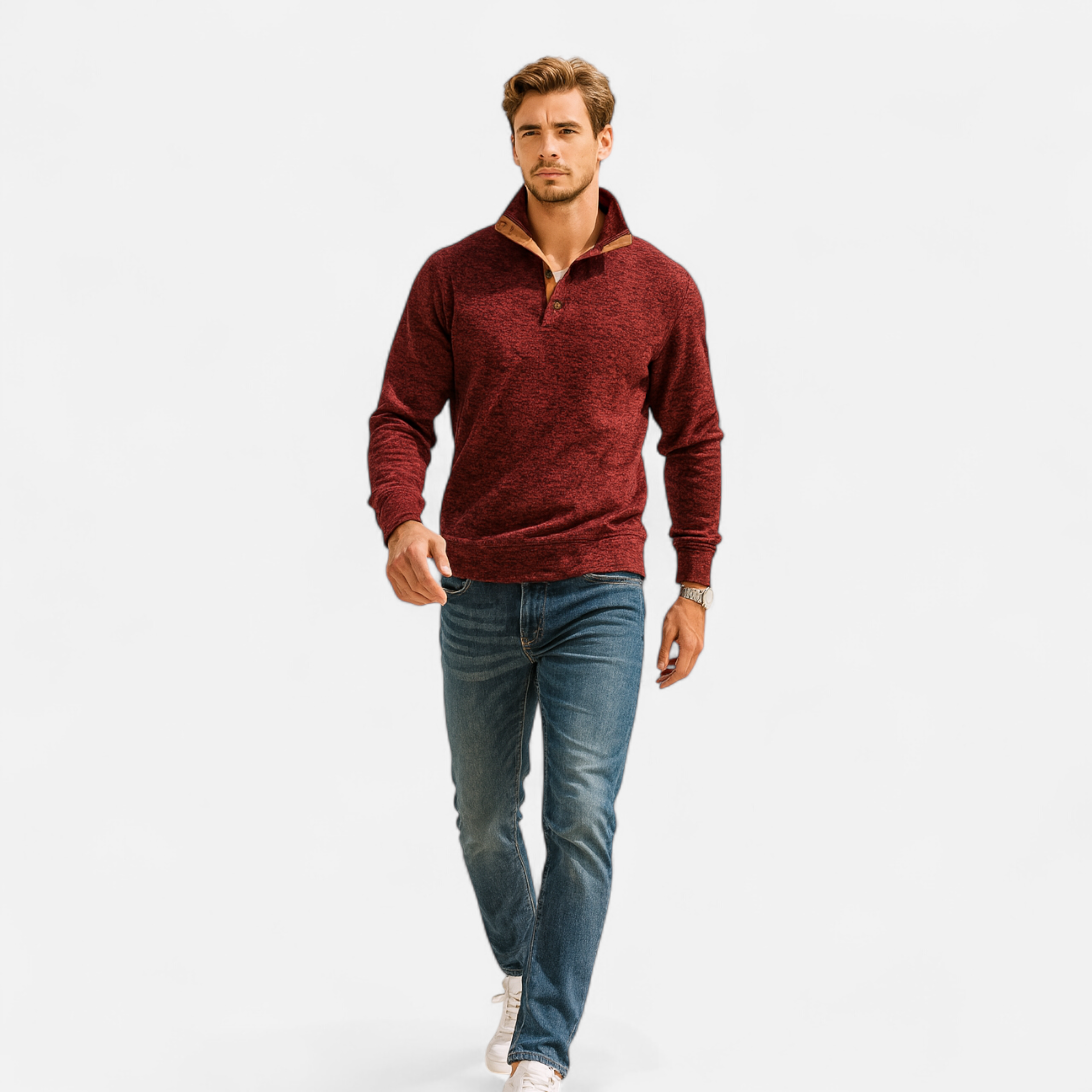 Old Ancien | Men’s Knitted Sweater – Stand Collar Heritage Style