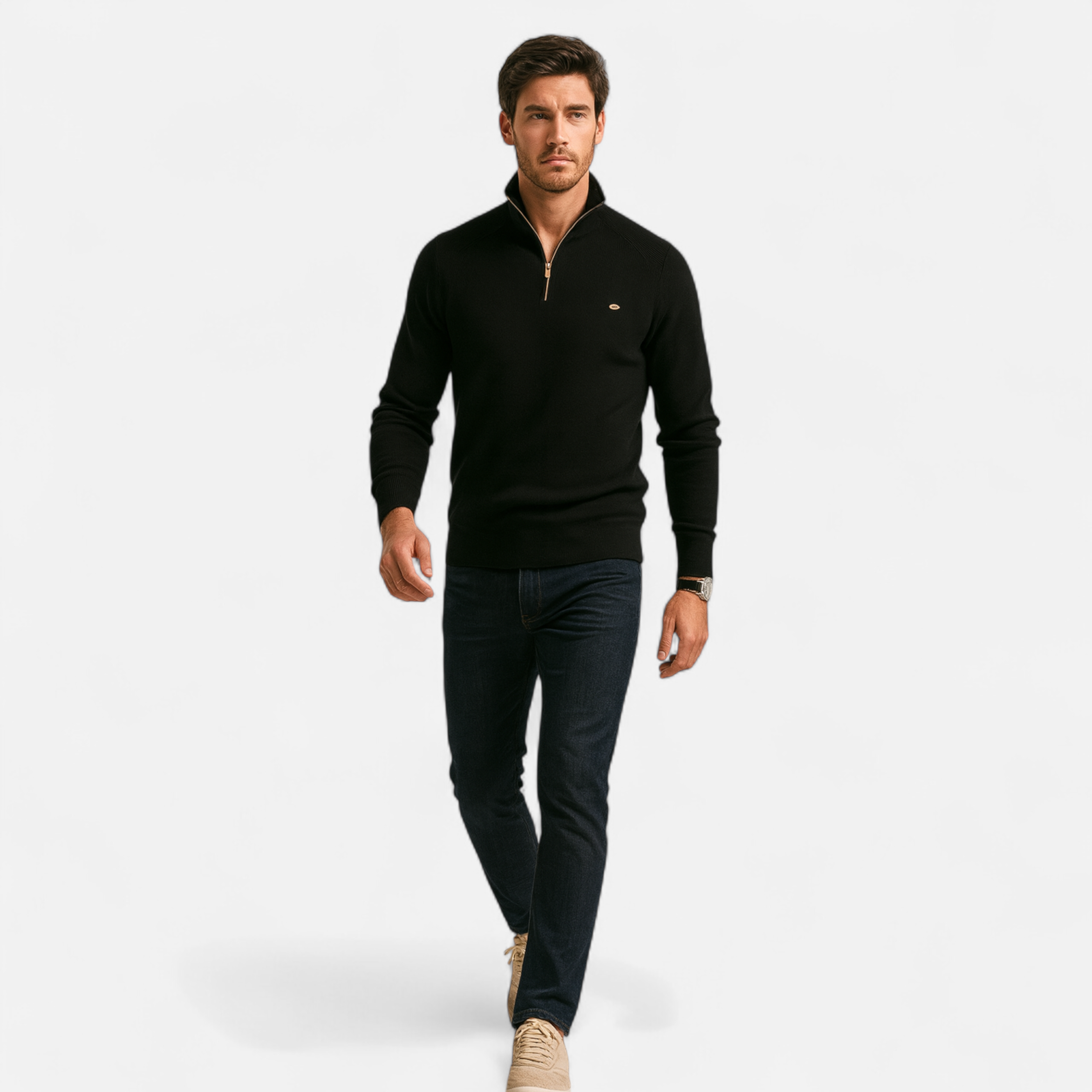 Old Ancien | Men’s Cotton Zip Sweater – Refined Knitwear for the Season