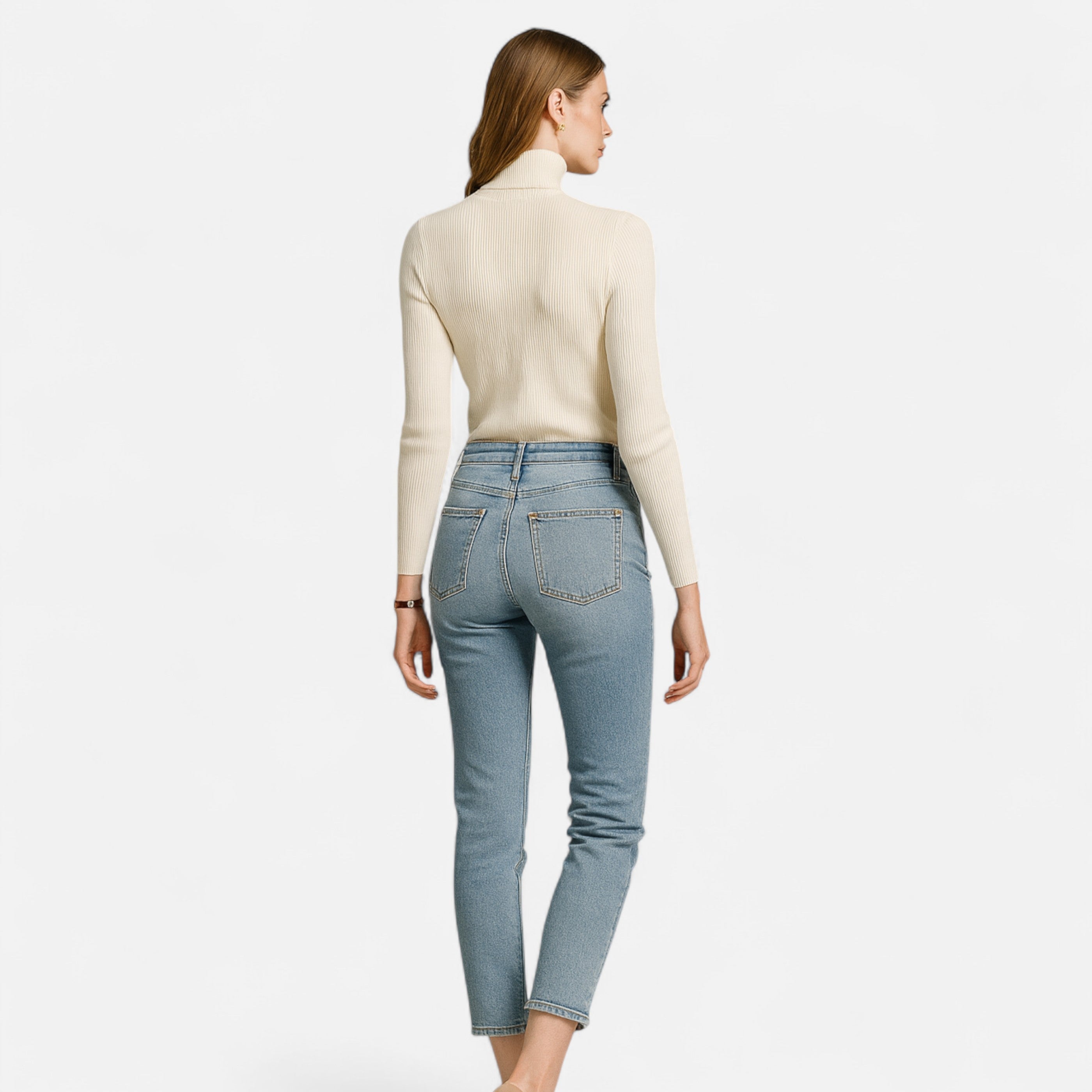 Old Ancien | Women’s Ribbed Turtleneck – Foldover Winter Elegance