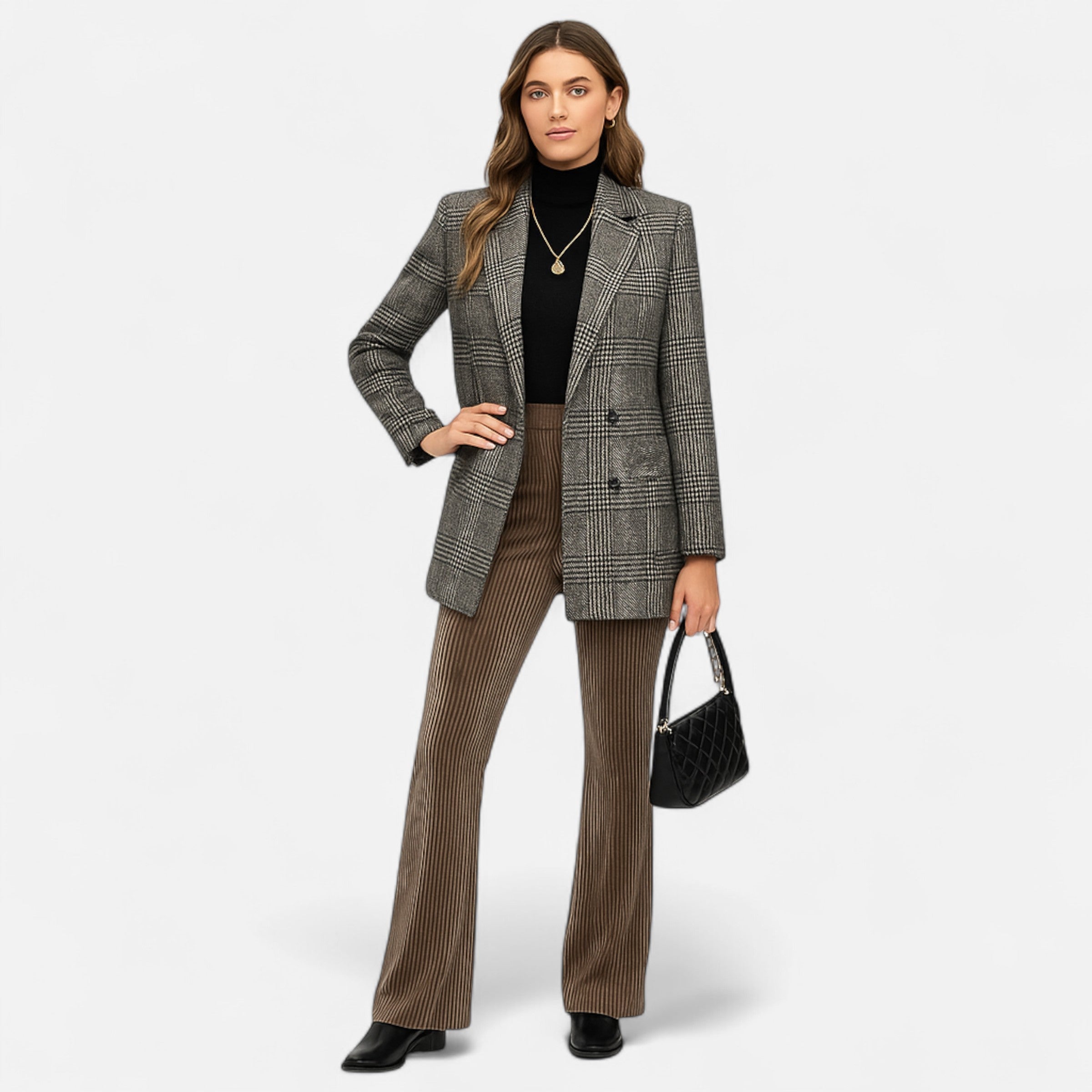 Old Ancien | Women’s Classic Coat – Houndstooth Timeless Sophistication