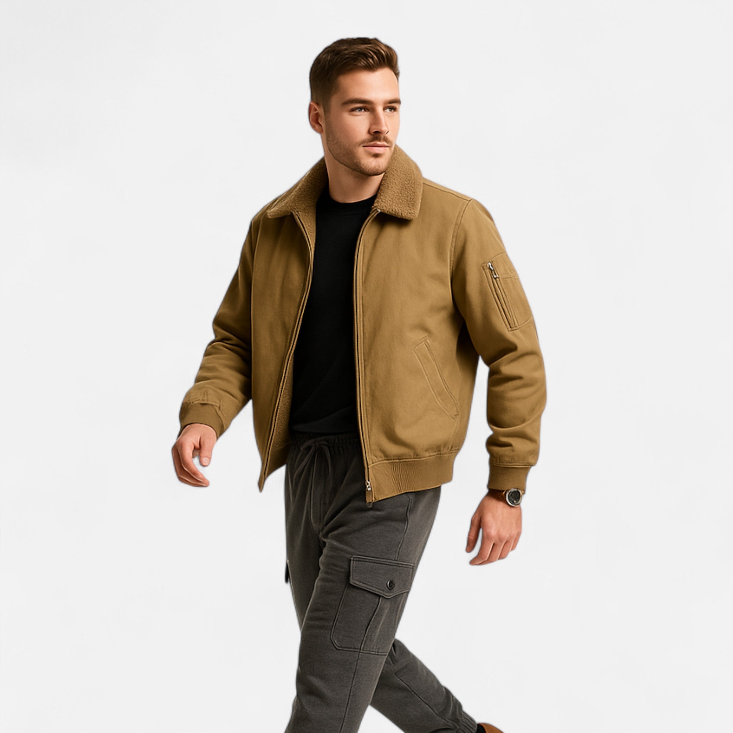 Old Ancien | Men’s Casual Jacket – Refined Cotton & Lambswool Blend