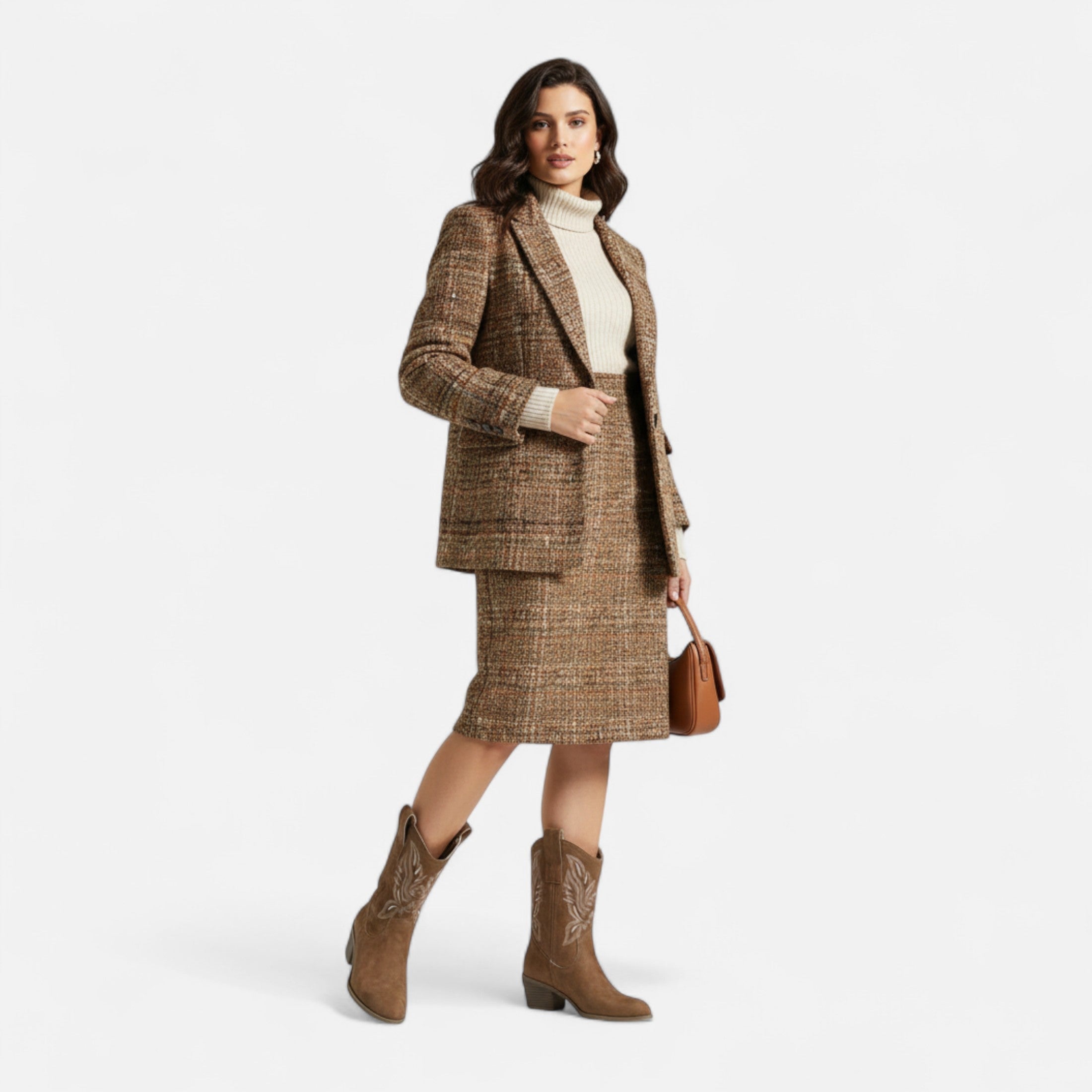 Old Ancien | Women’s Suede Cowboy Boots – Vintage Chunky Heel