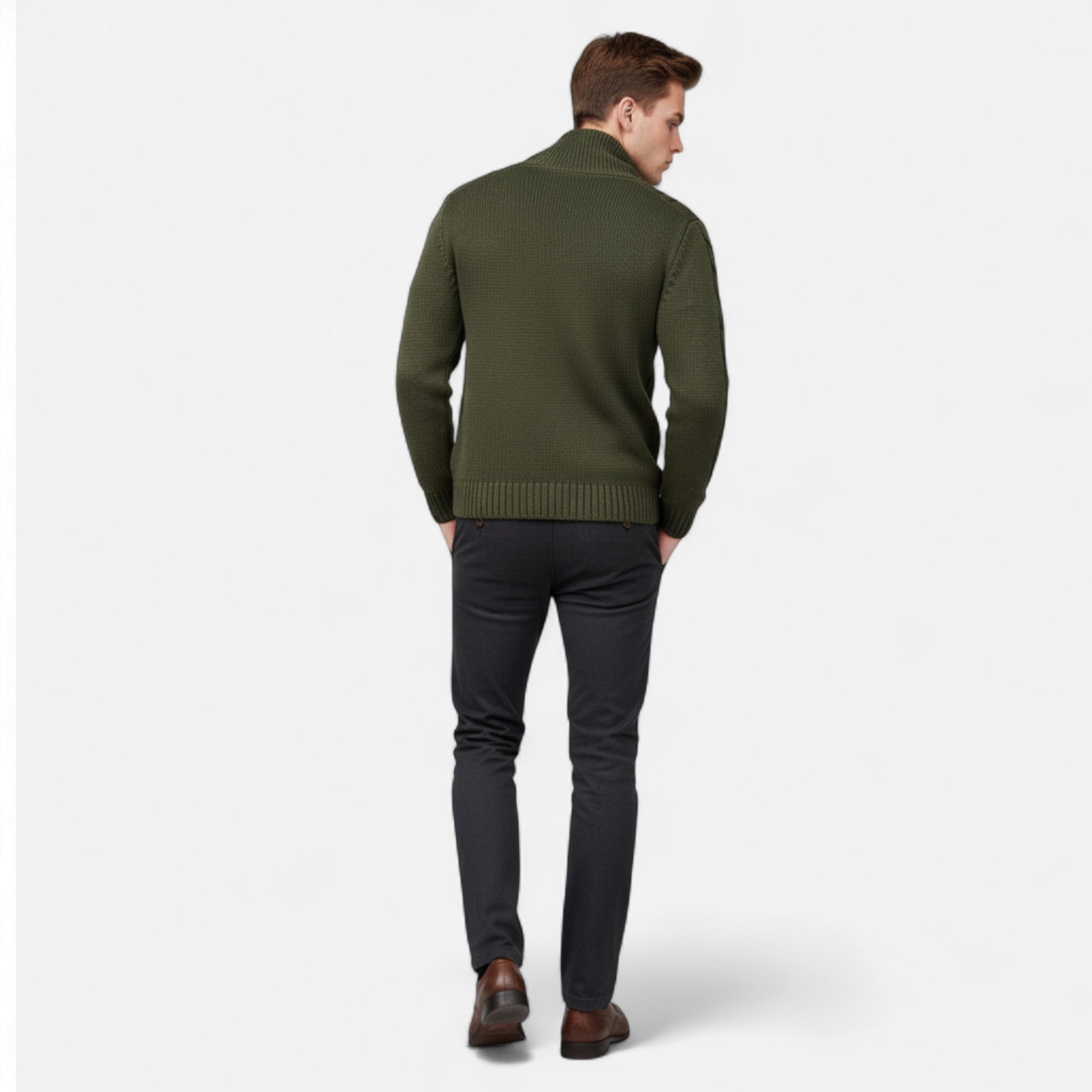 Old ancien | Men’s Rib-Knit Button-Up Cardigan