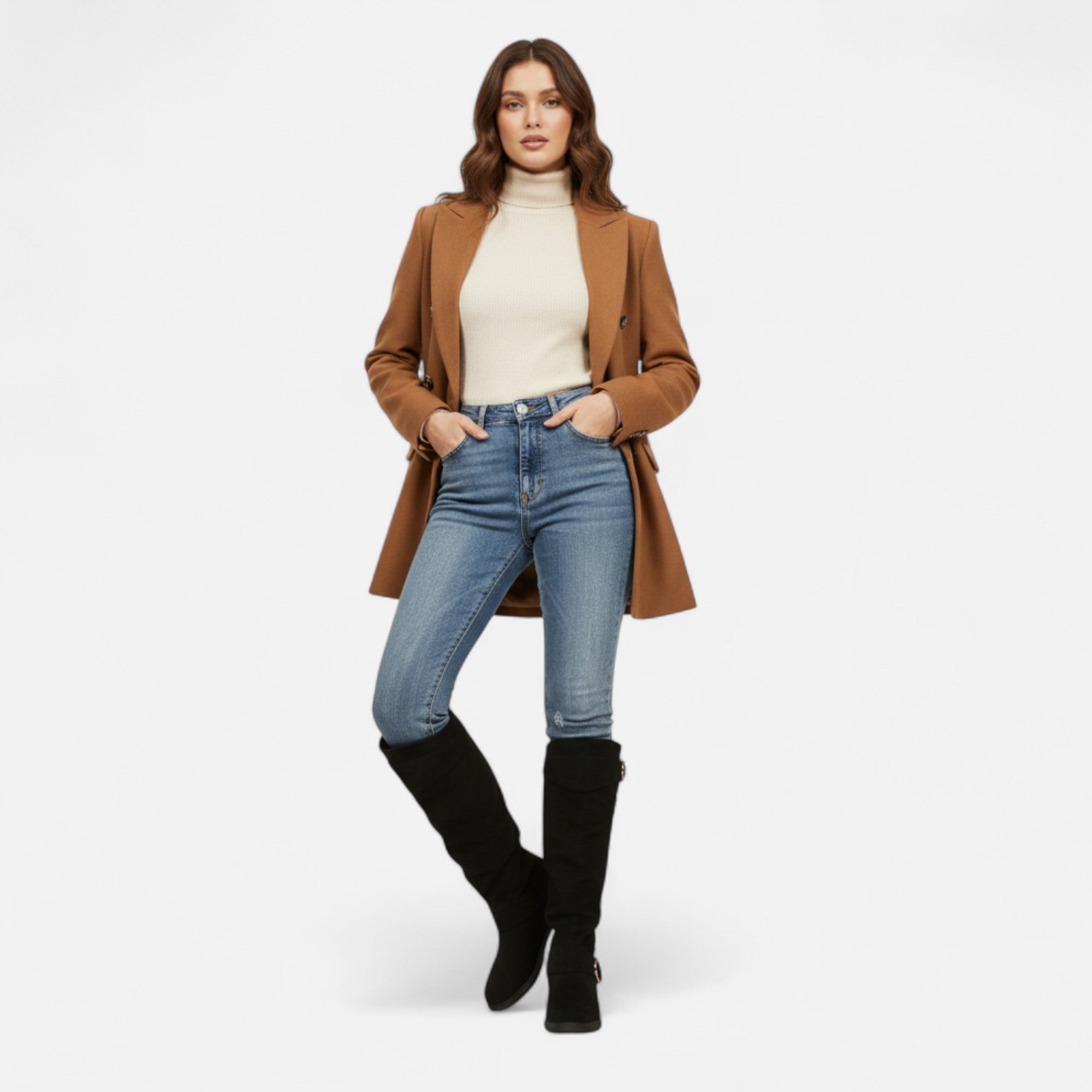 Old Ancien | Women’s Knee-High Boots – Buckle Belt Elegance