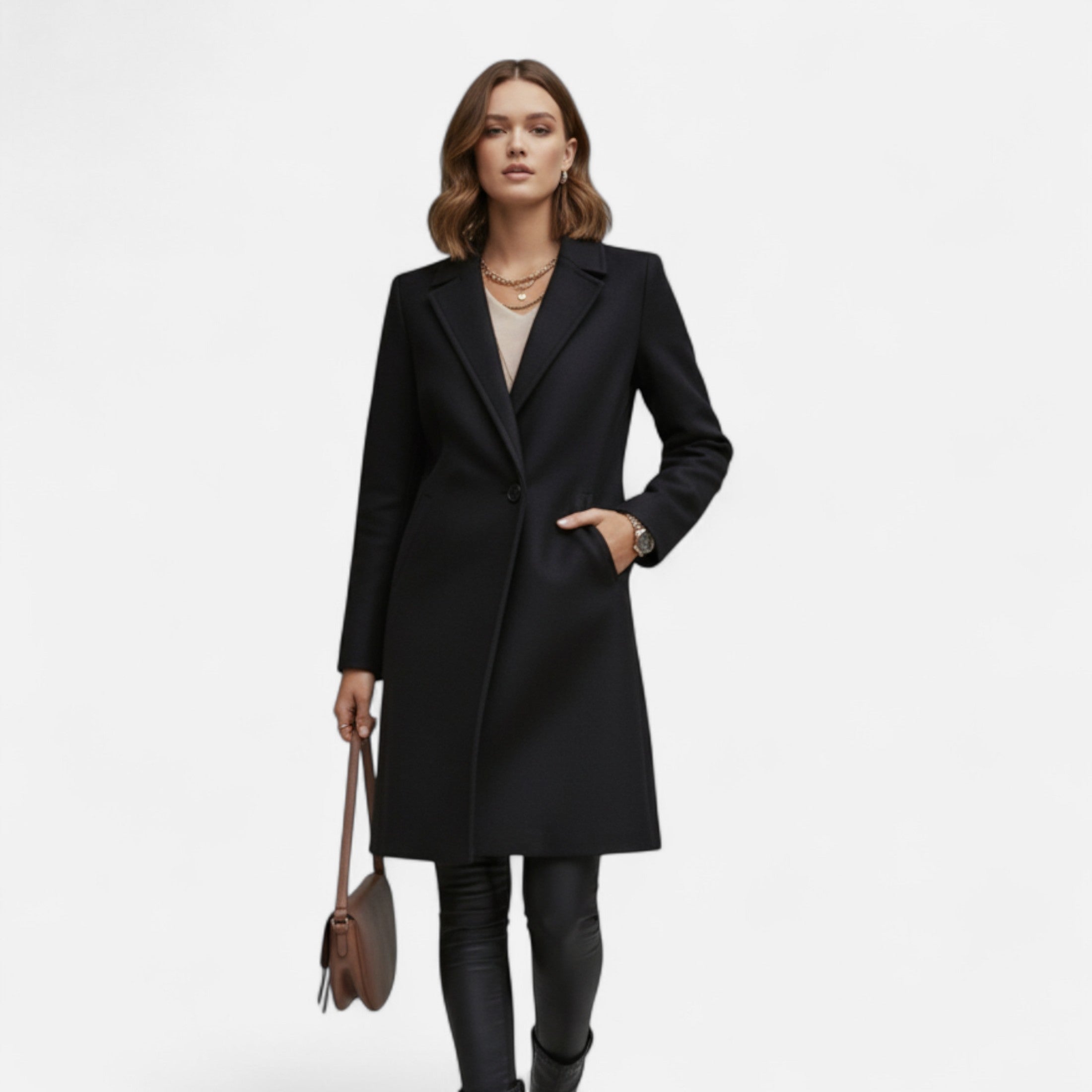 Old Ancien | Women’s Winter Overcoat – Lapel Collar Elegance
