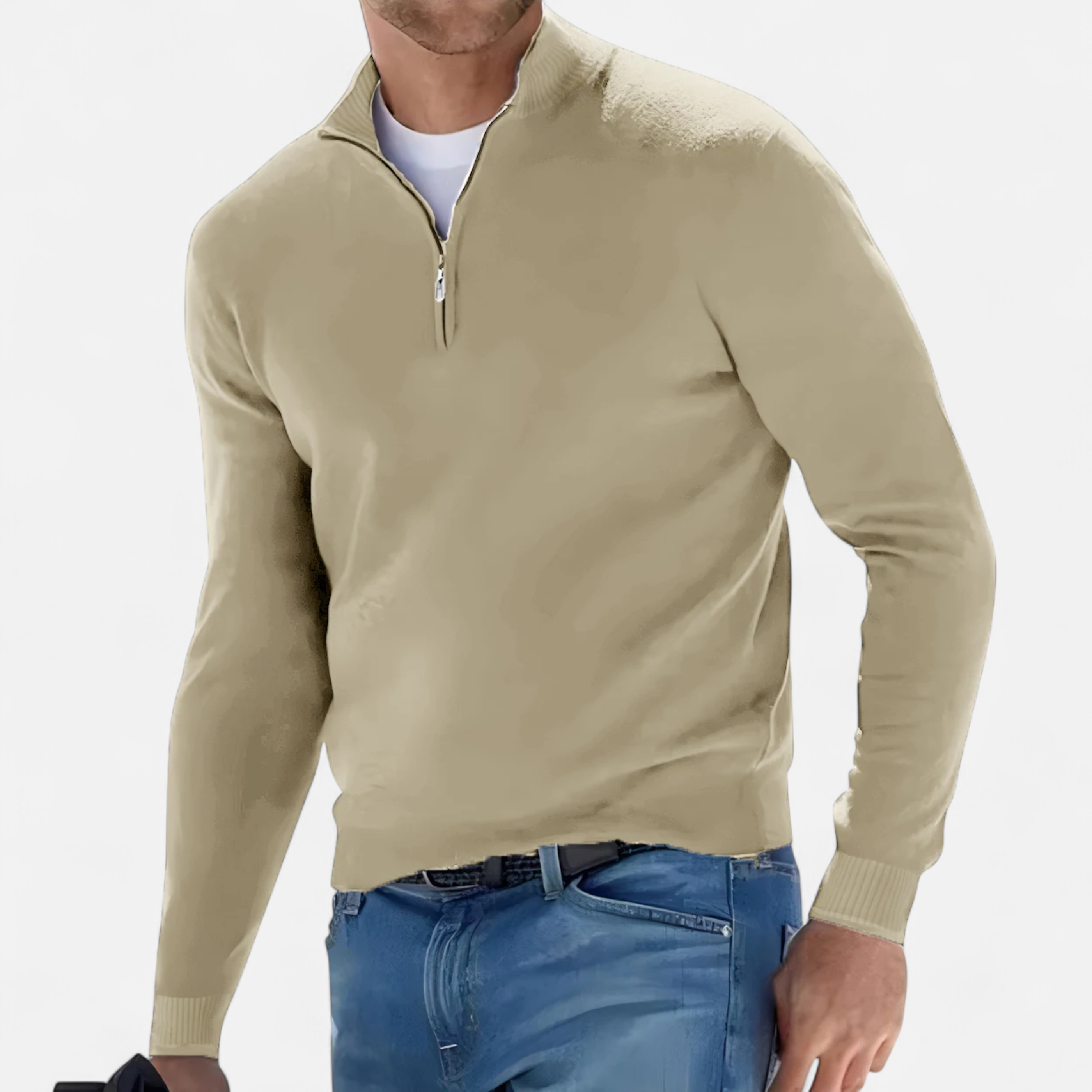 Old Ancien | Men’s Half-Zip Sweater – Heritage Knit Elegance