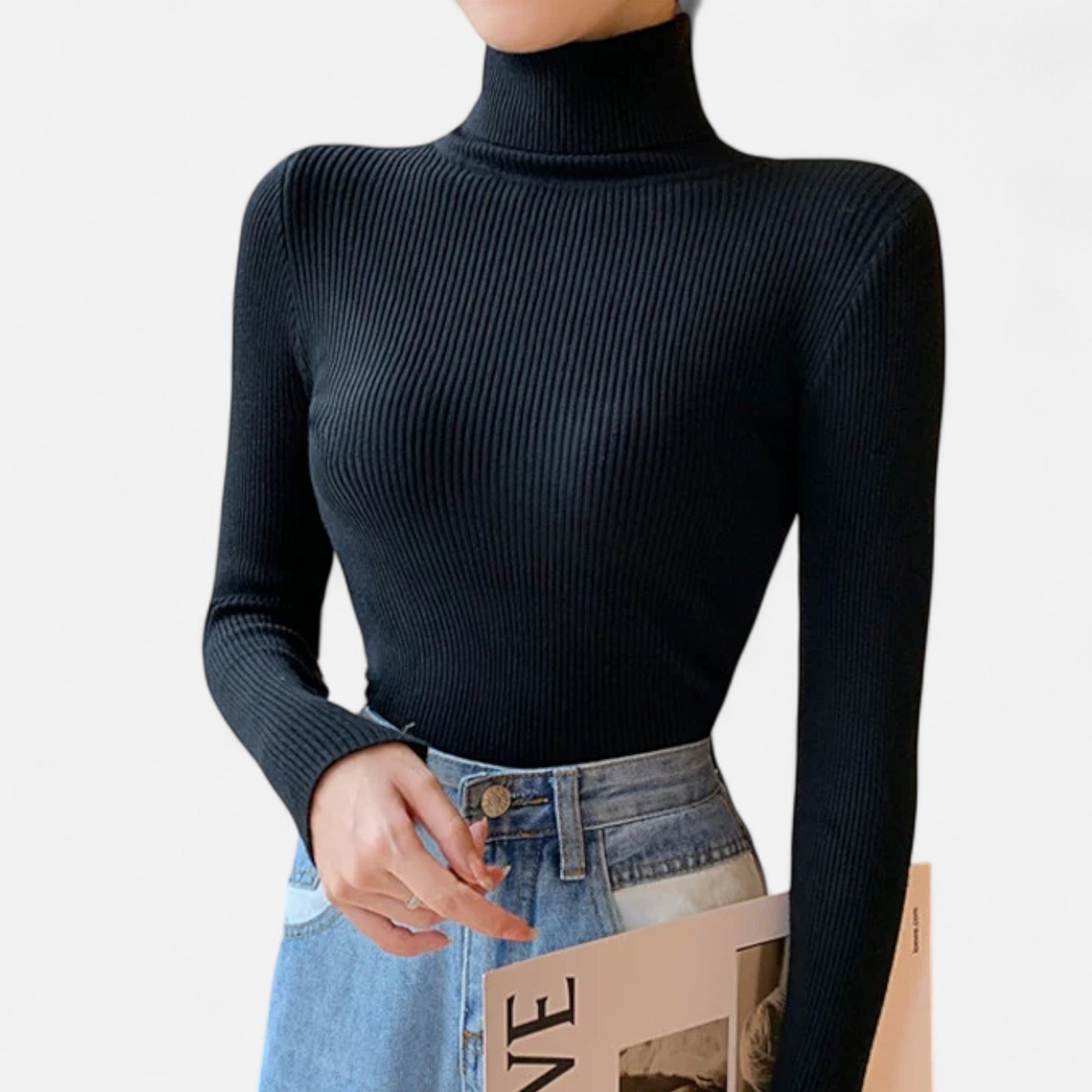 Old Ancien | Women’s Ribbed Turtleneck – Foldover Winter Elegance