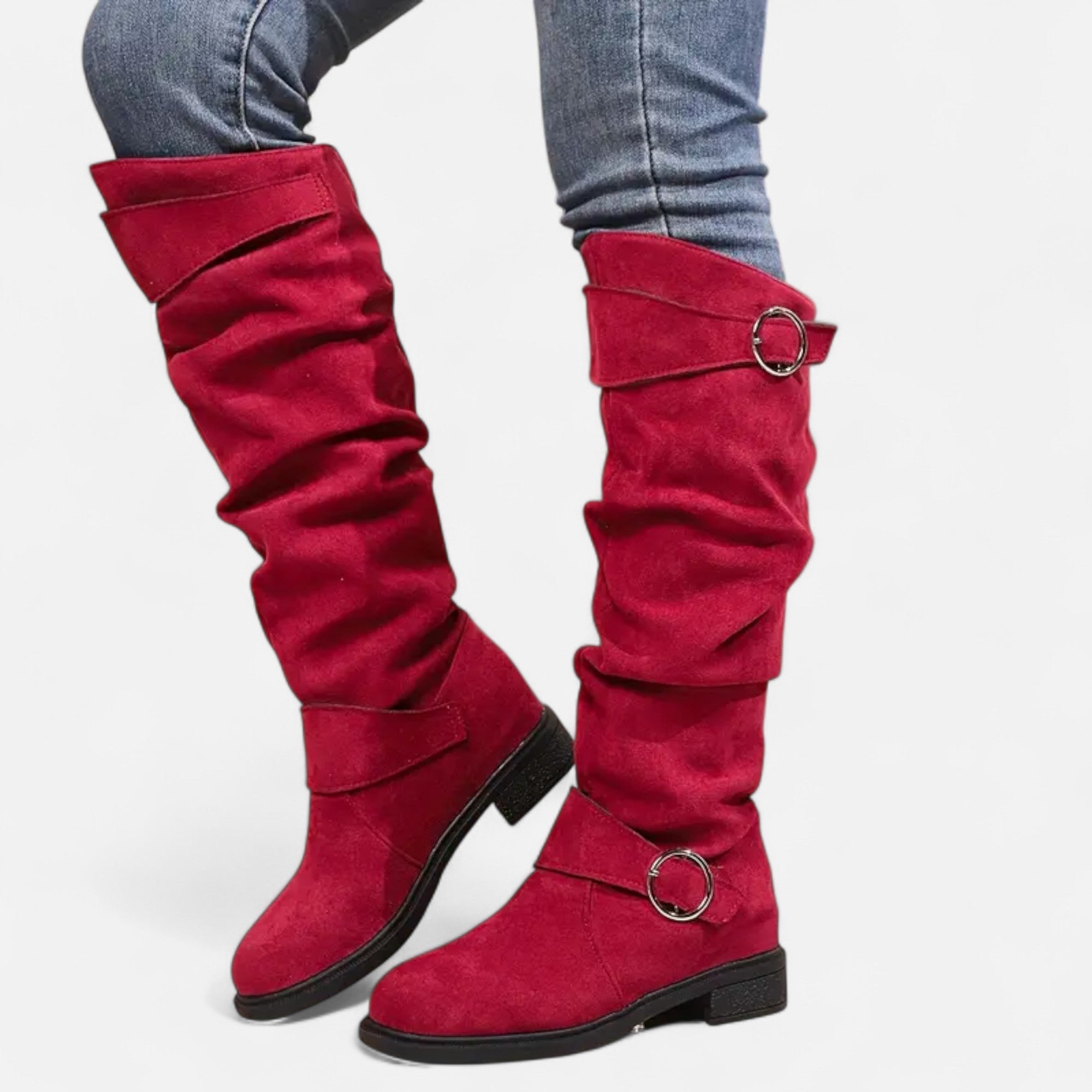 Old Ancien | Women’s Knee-High Boots – Buckle Belt Elegance
