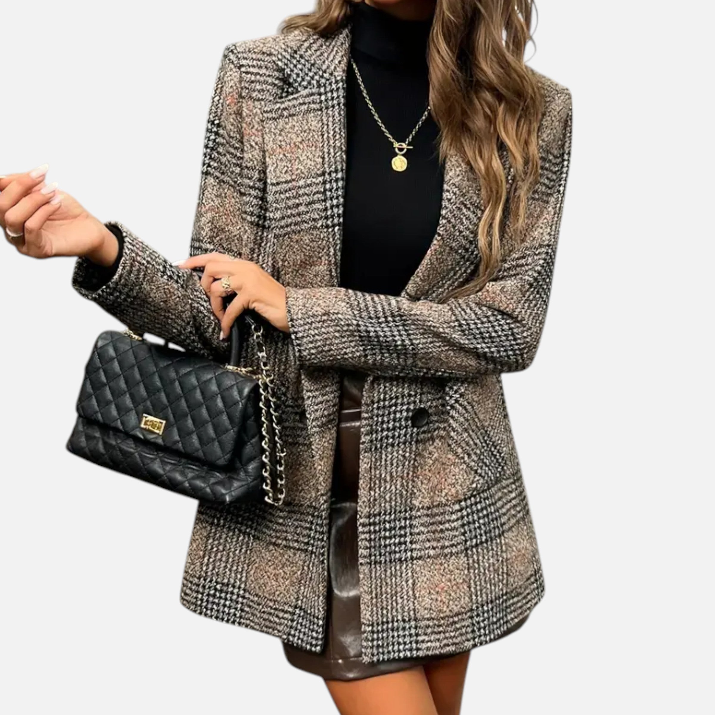 Old Ancien | Women’s Classic Coat – Houndstooth Timeless Sophistication