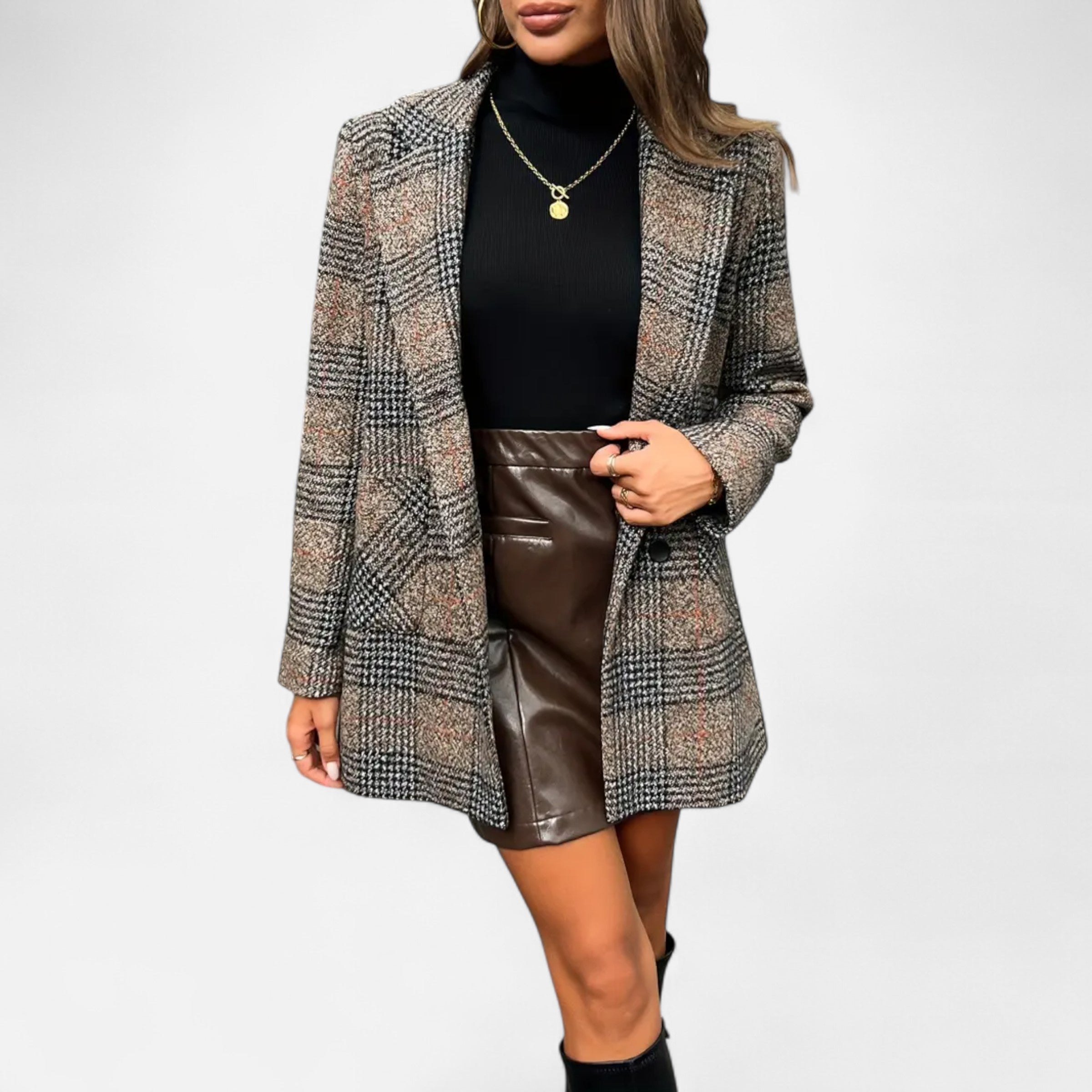 Old Ancien | Women’s Classic Coat – Houndstooth Timeless Sophistication