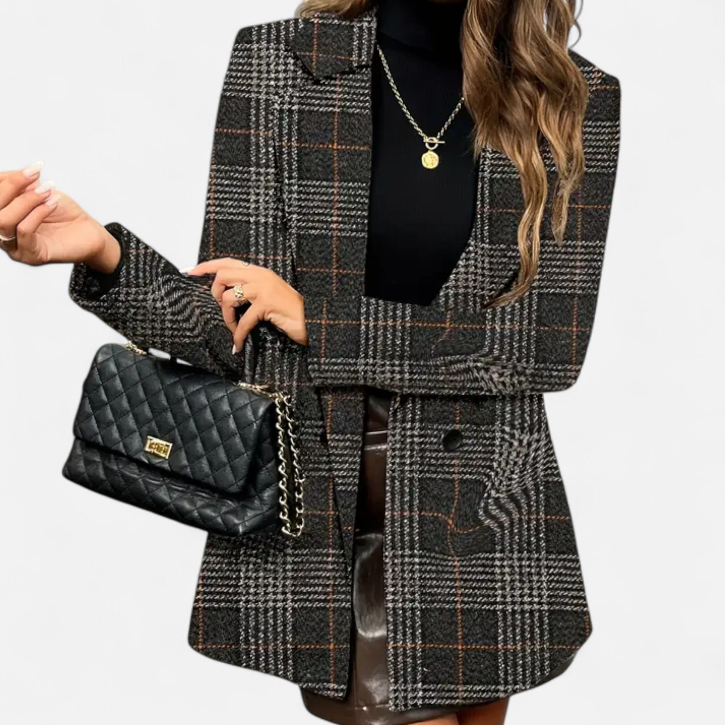 Old Ancien | Women’s Classic Coat – Houndstooth Timeless Sophistication