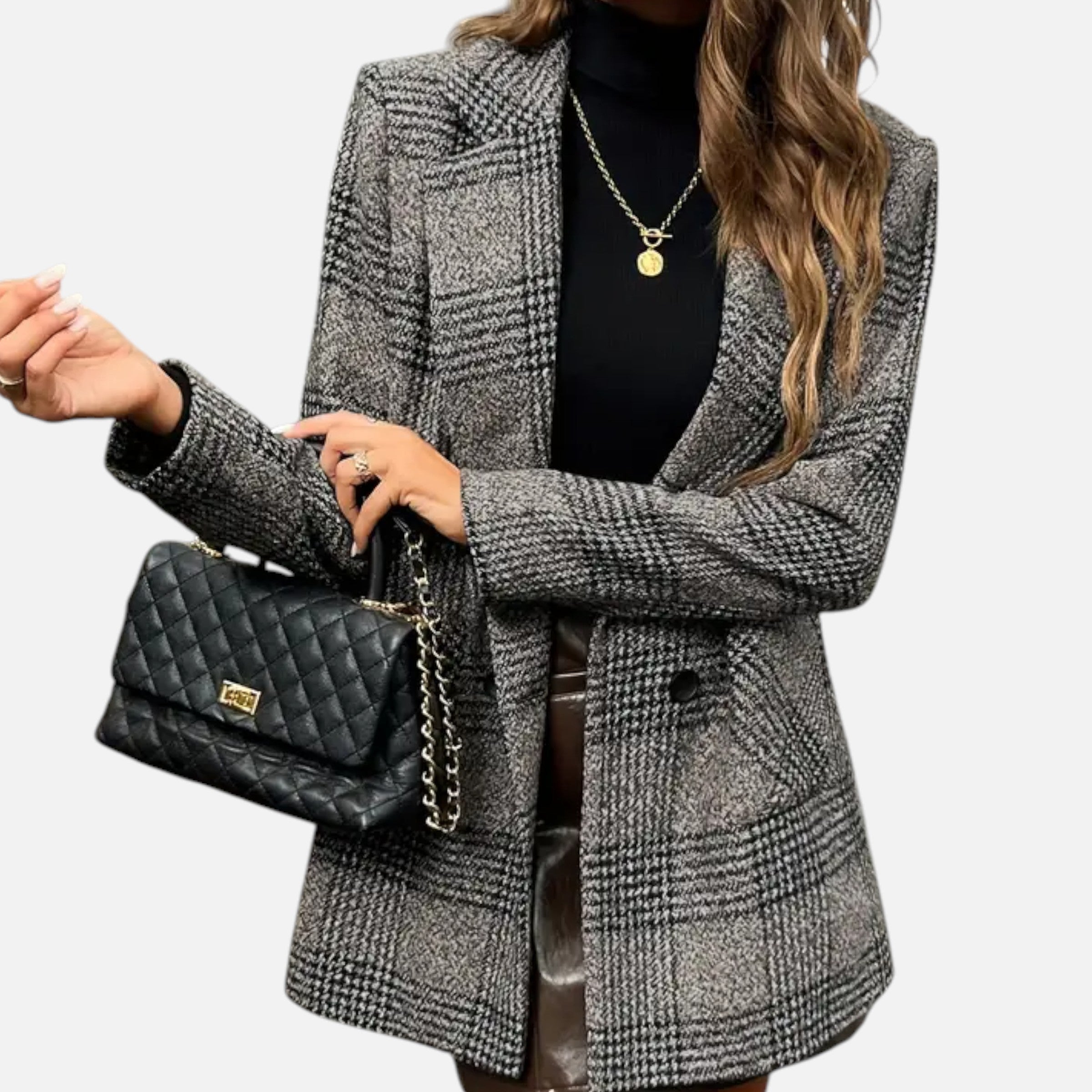 Old Ancien | Women’s Classic Coat – Houndstooth Timeless Sophistication