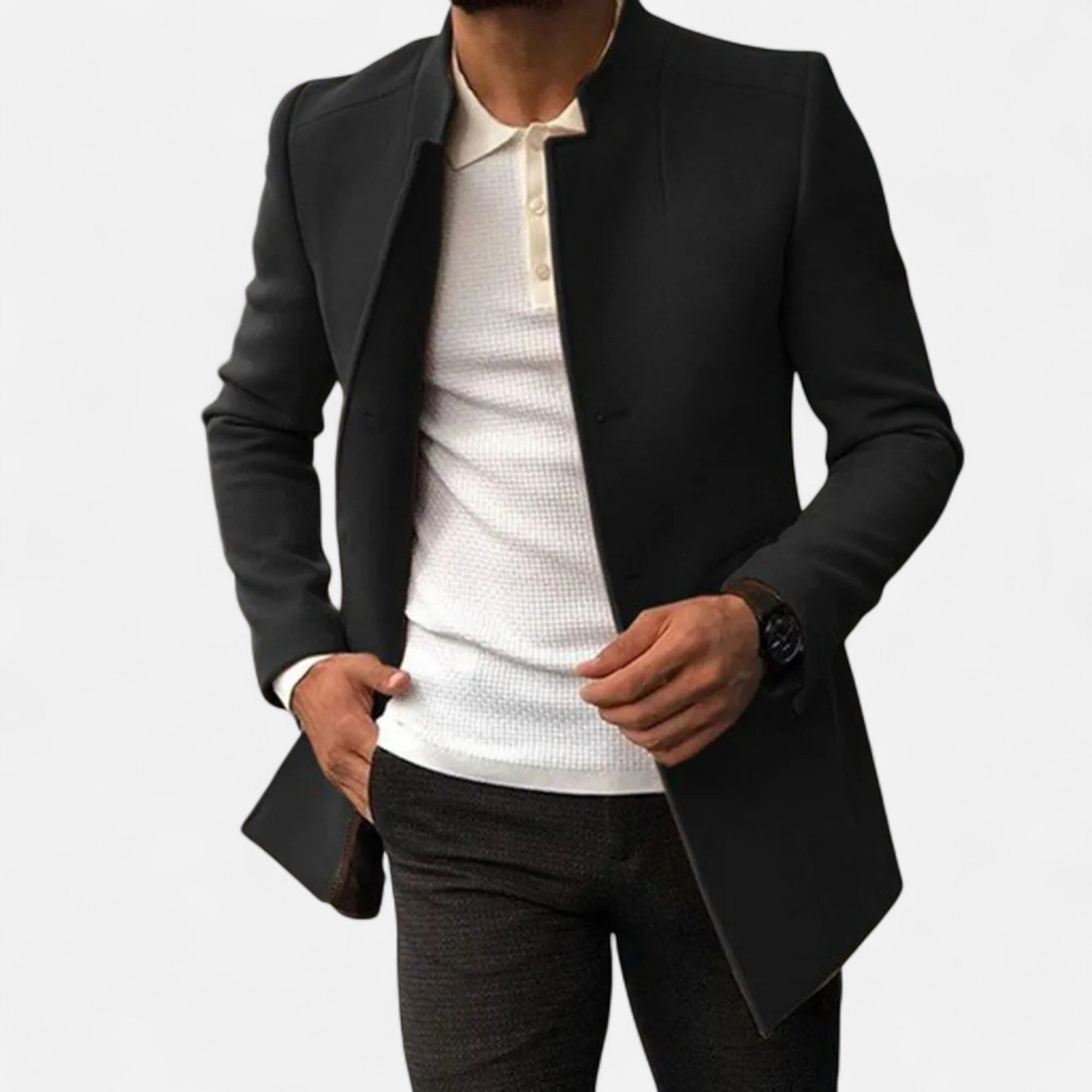 Old ancien | Men’s Tailored Coat – Classic Solid Comfort