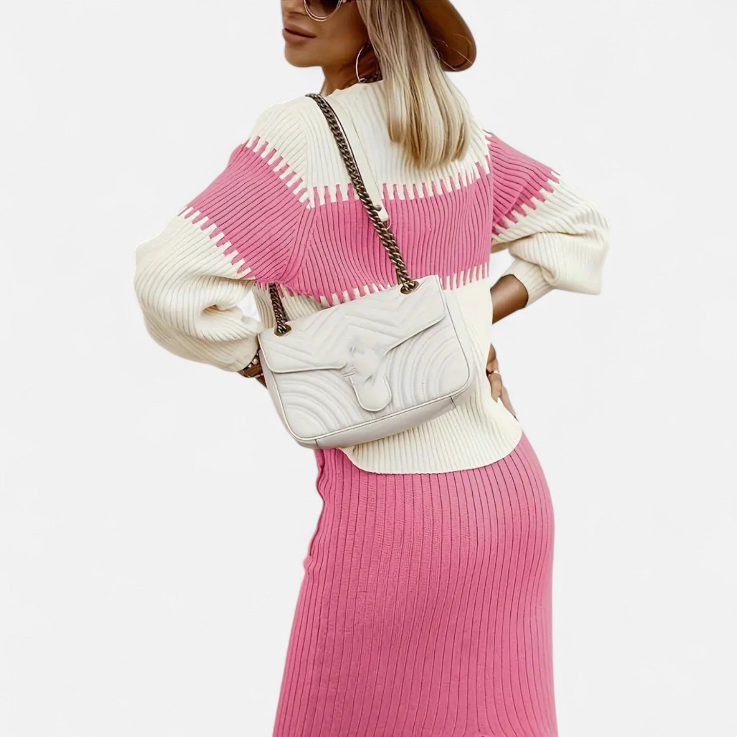 Old Ancien | Women’s Knit Set – High-Neck Pullover & Midi Skirt