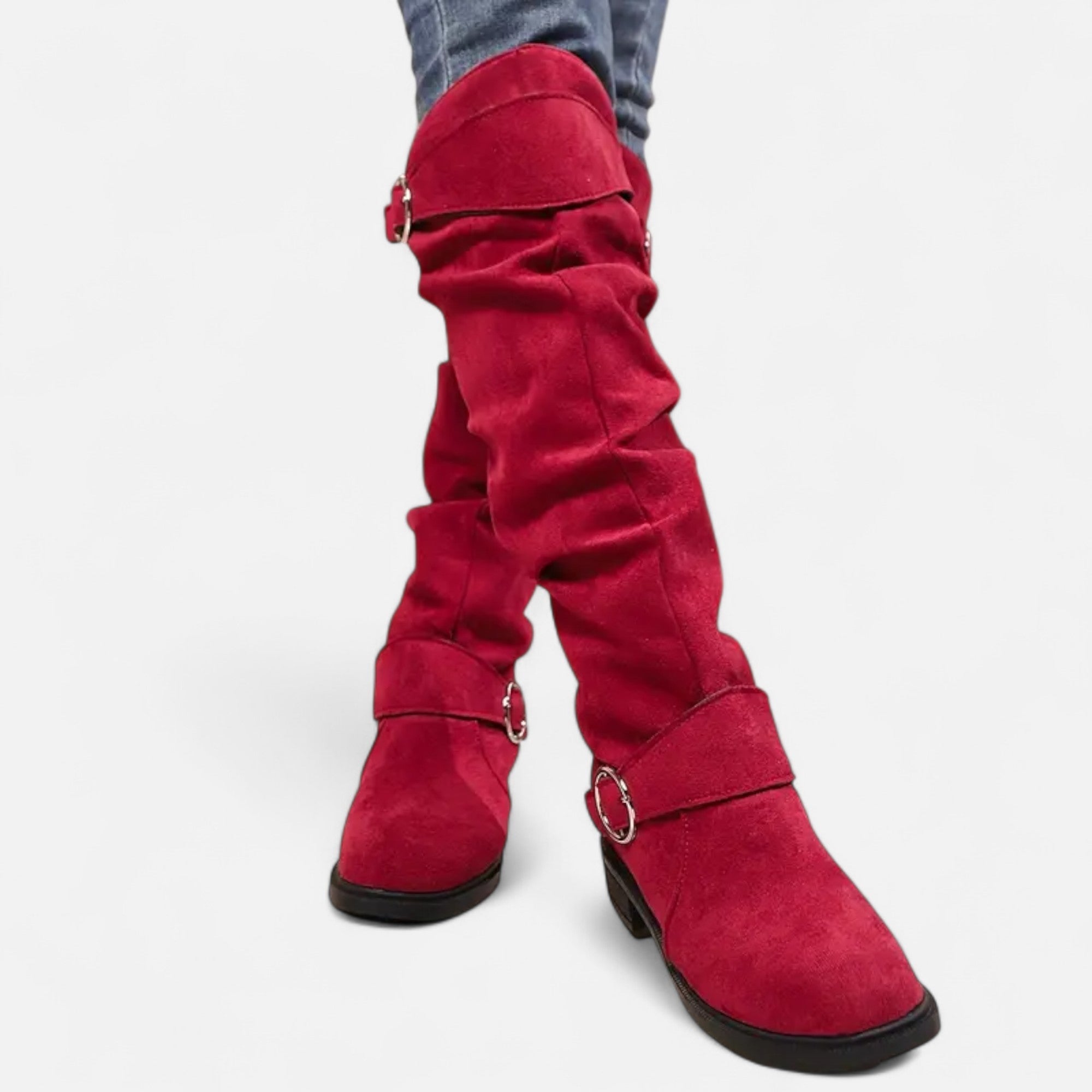 Old Ancien | Women’s Knee-High Boots – Buckle Belt Elegance