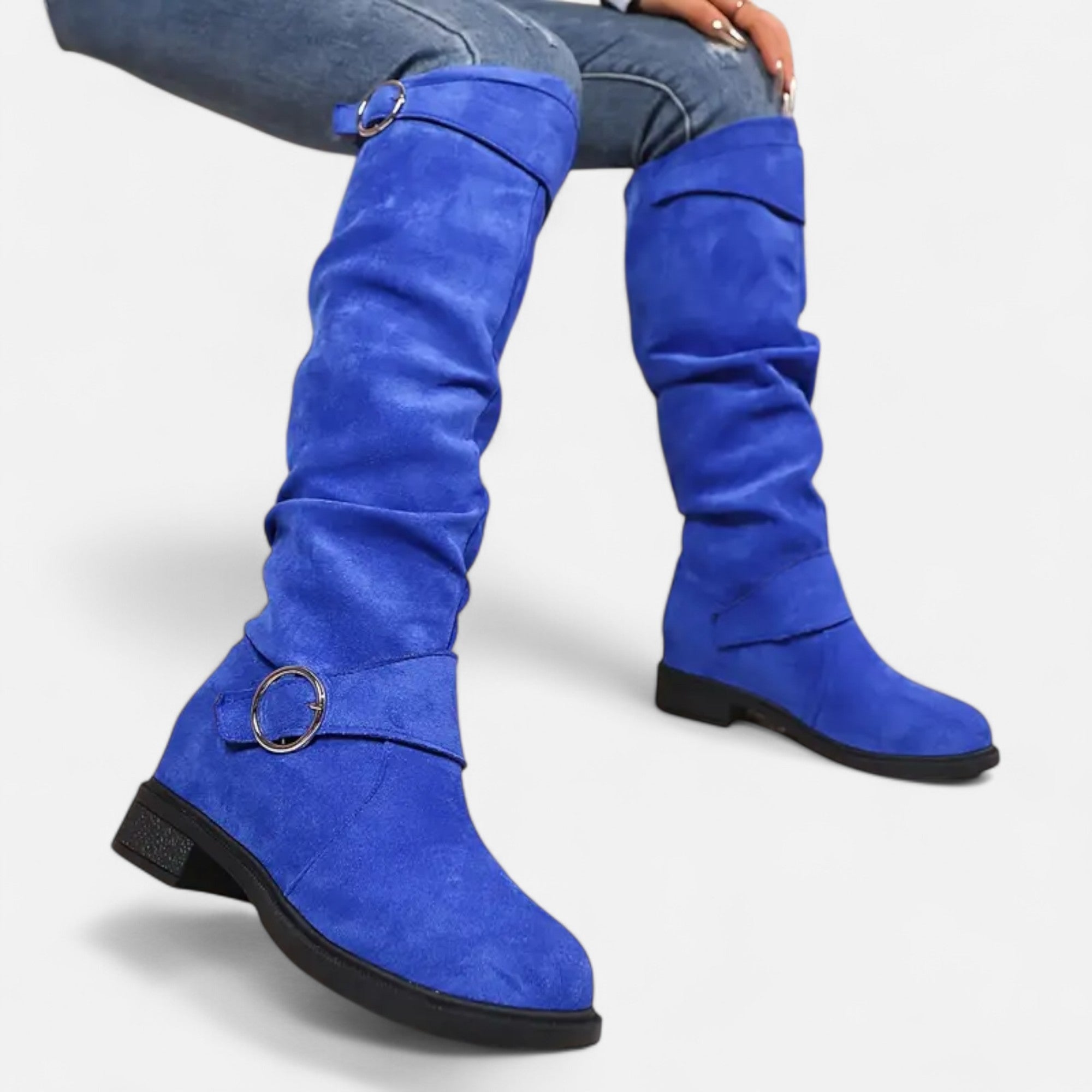 Old Ancien | Women’s Knee-High Boots – Buckle Belt Elegance
