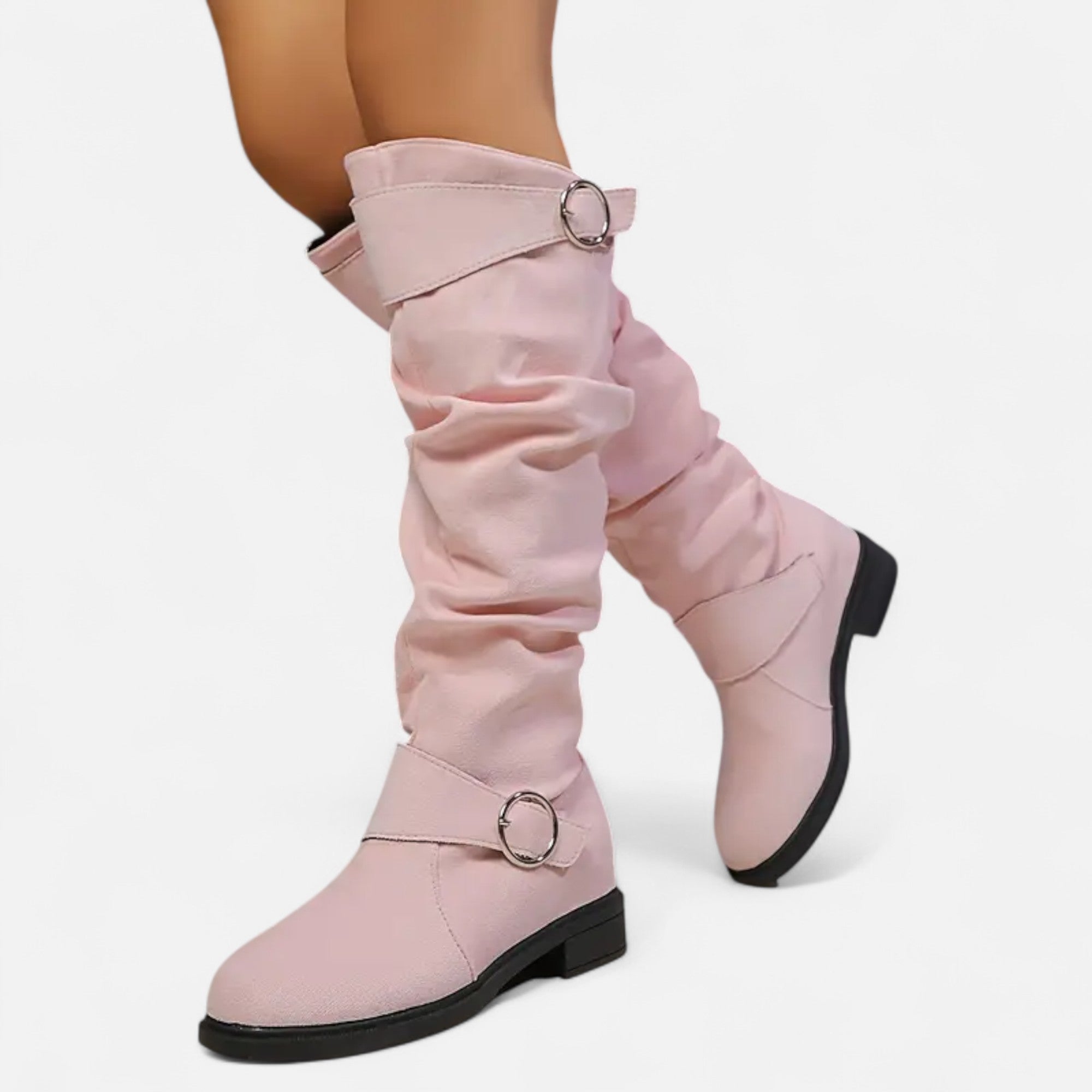 Old Ancien | Women’s Knee-High Boots – Buckle Belt Elegance