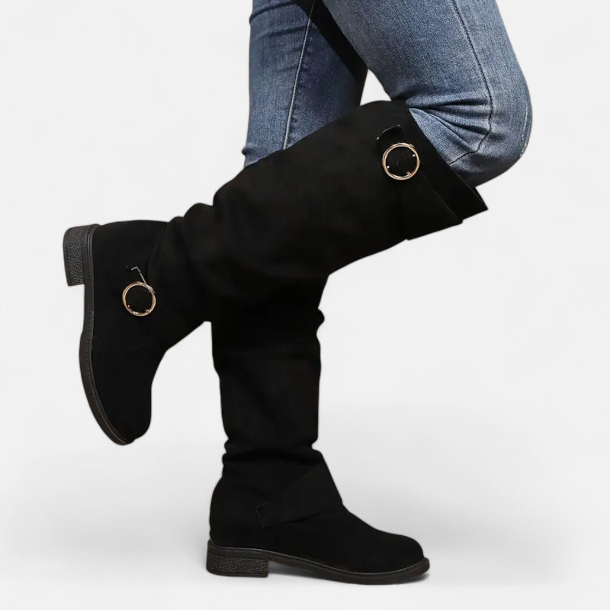 Old Ancien | Women’s Knee-High Boots – Buckle Belt Elegance