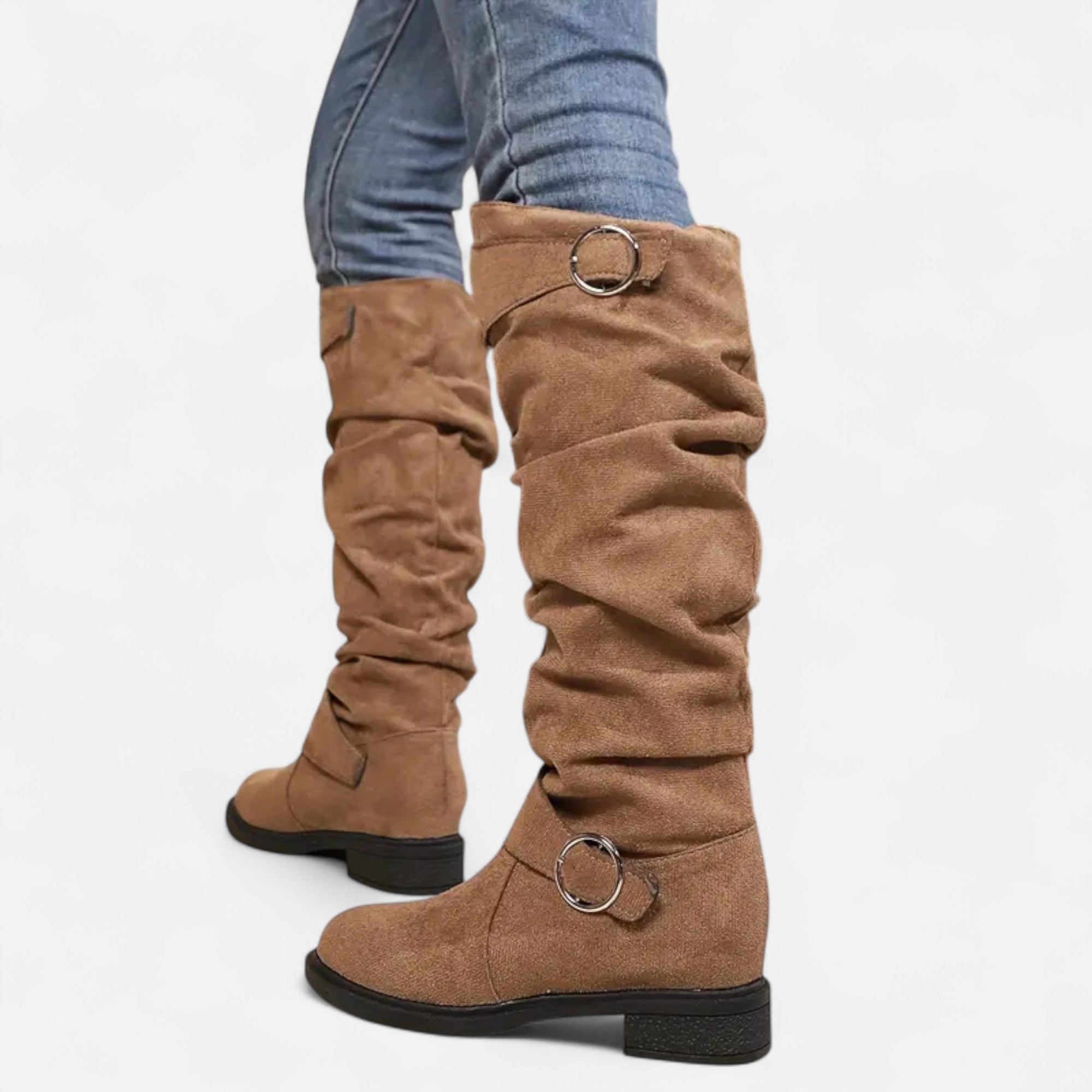Old Ancien | Women’s Knee-High Boots – Buckle Belt Elegance