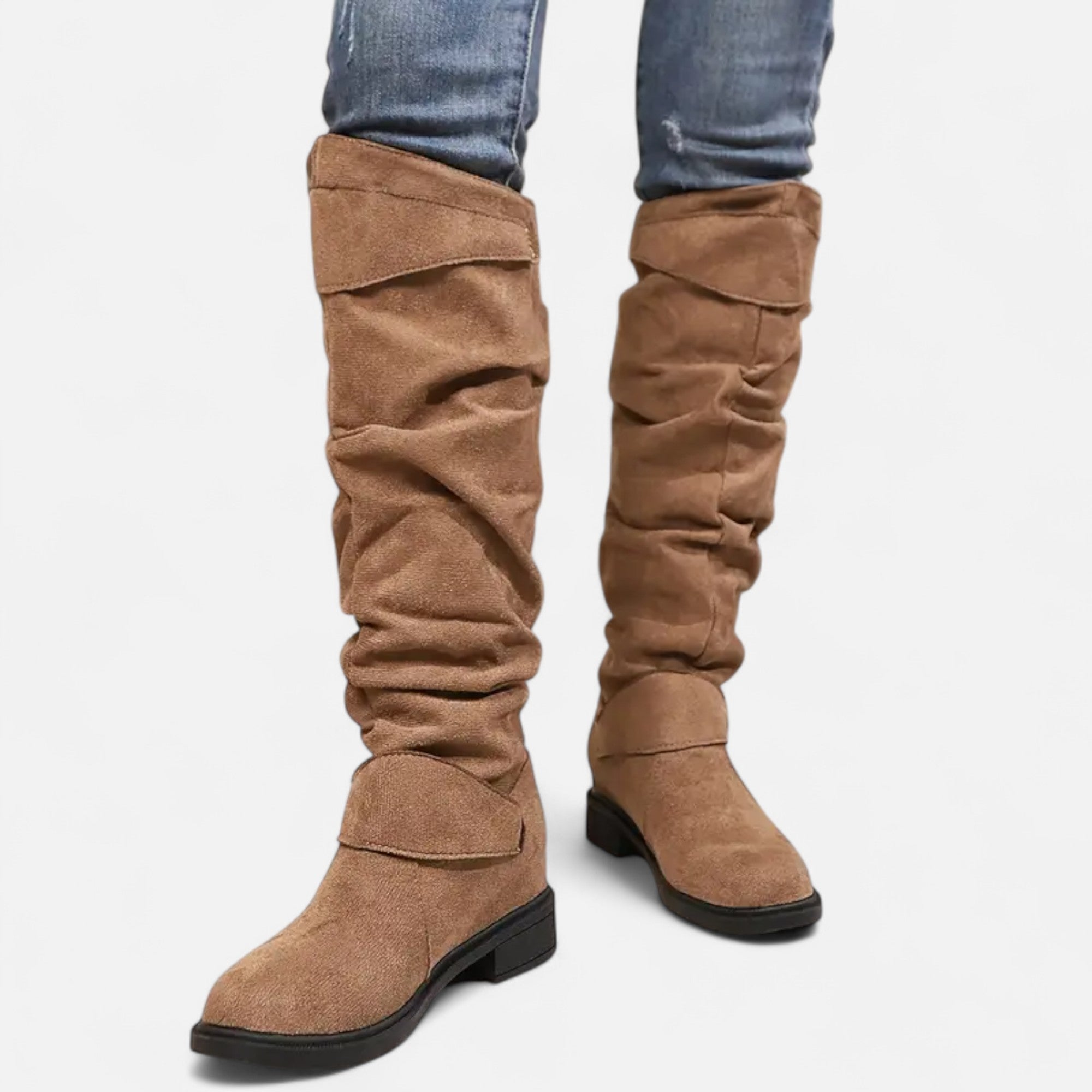 Old Ancien | Women’s Knee-High Boots – Buckle Belt Elegance