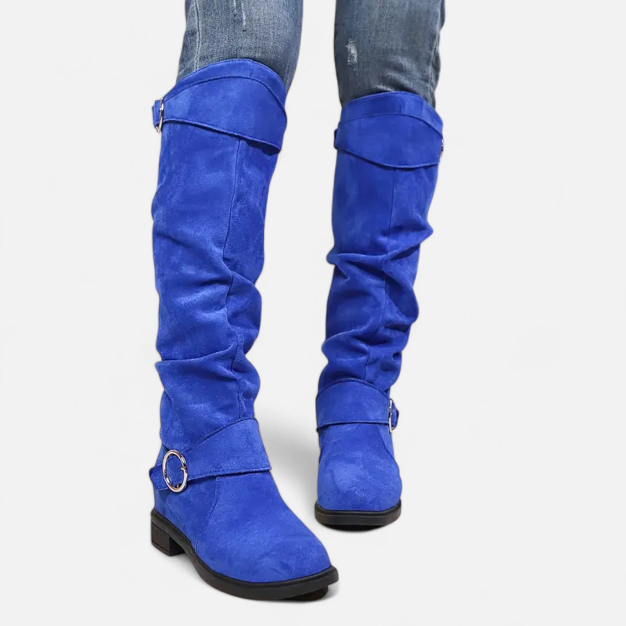 Old Ancien | Women’s Knee-High Boots – Buckle Belt Elegance