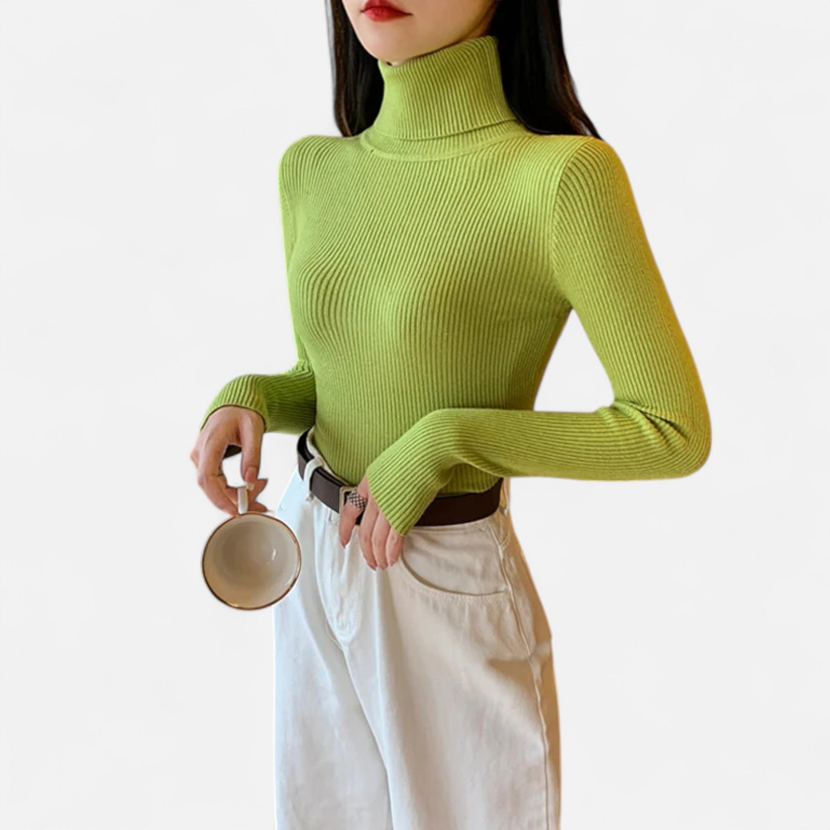 Old Ancien | Women’s Ribbed Turtleneck – Foldover Winter Elegance