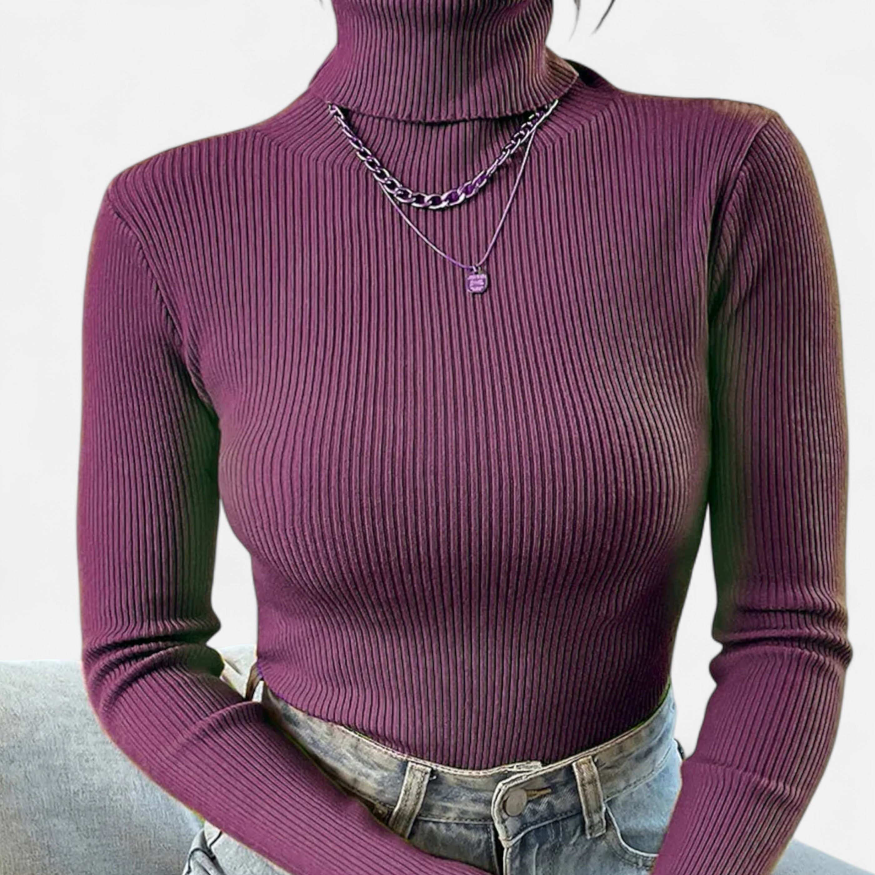 Old Ancien | Women’s Ribbed Turtleneck – Foldover Winter Elegance