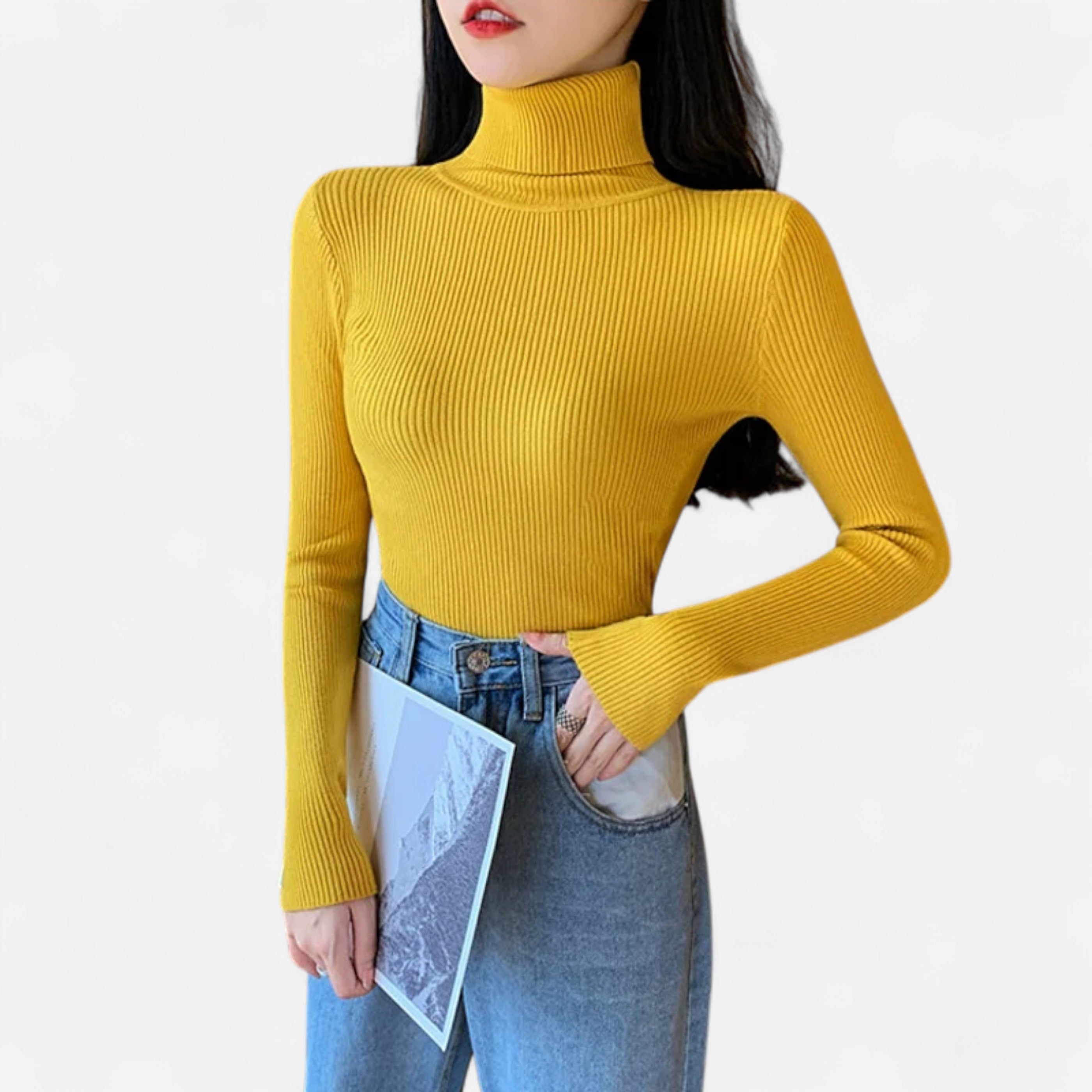 Old Ancien | Women’s Ribbed Turtleneck – Foldover Winter Elegance